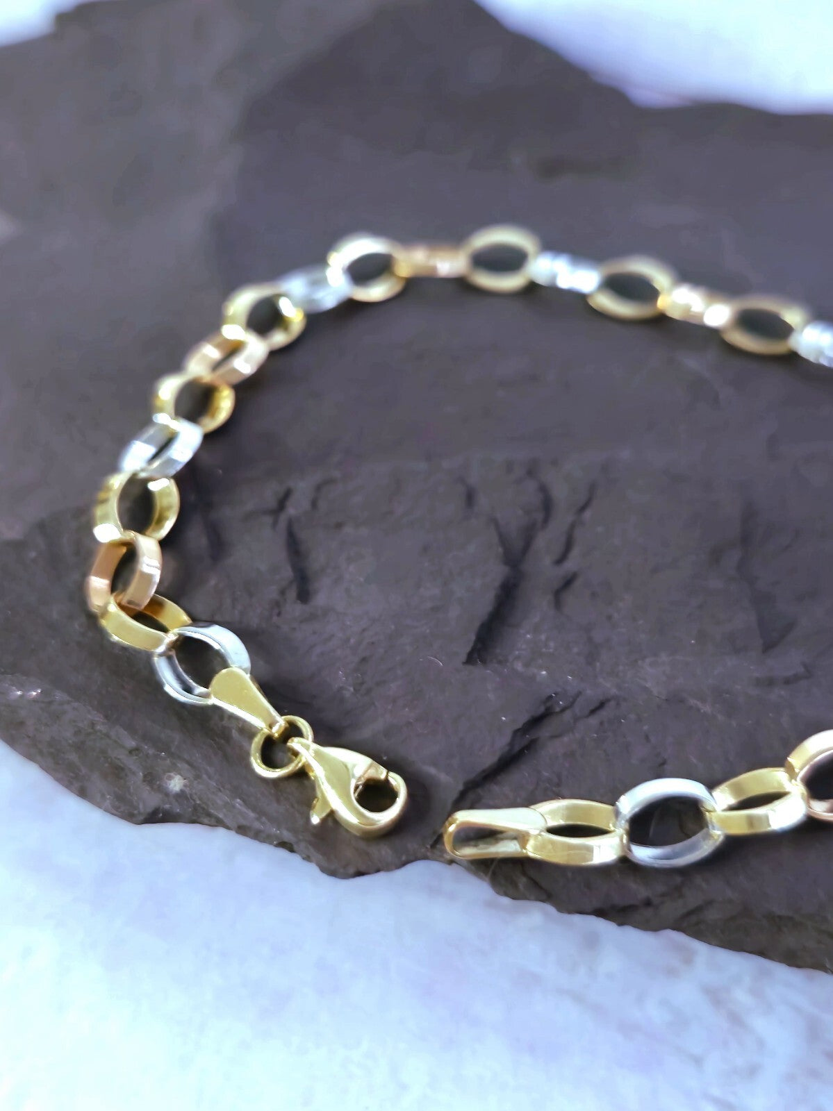 New Solid 9ct Yellow/White/Rose Gold Chain BRACELET Cable Round Link 6mm