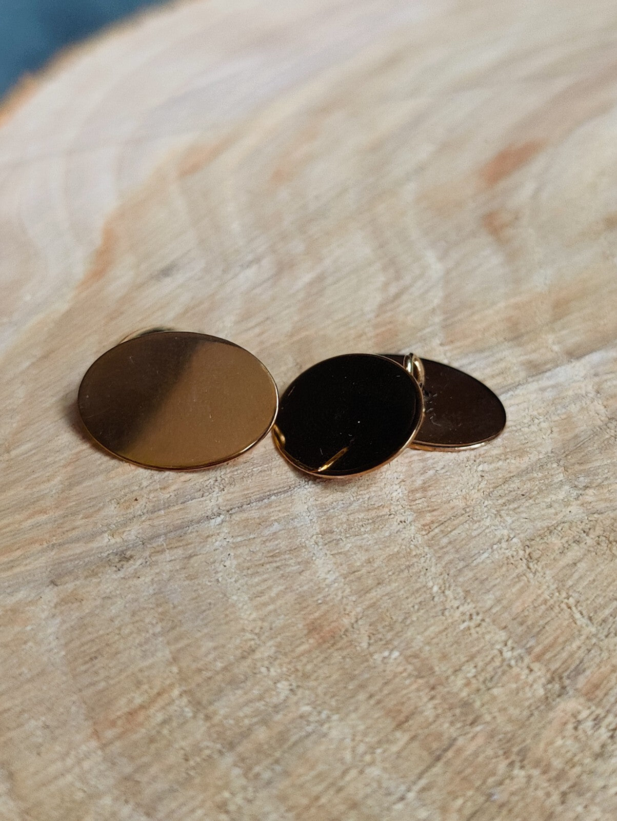 Vintage 9ct Solid Yellow Gold Classic Oval Cufflinks Engraved G.Z 4.75gram Chain
