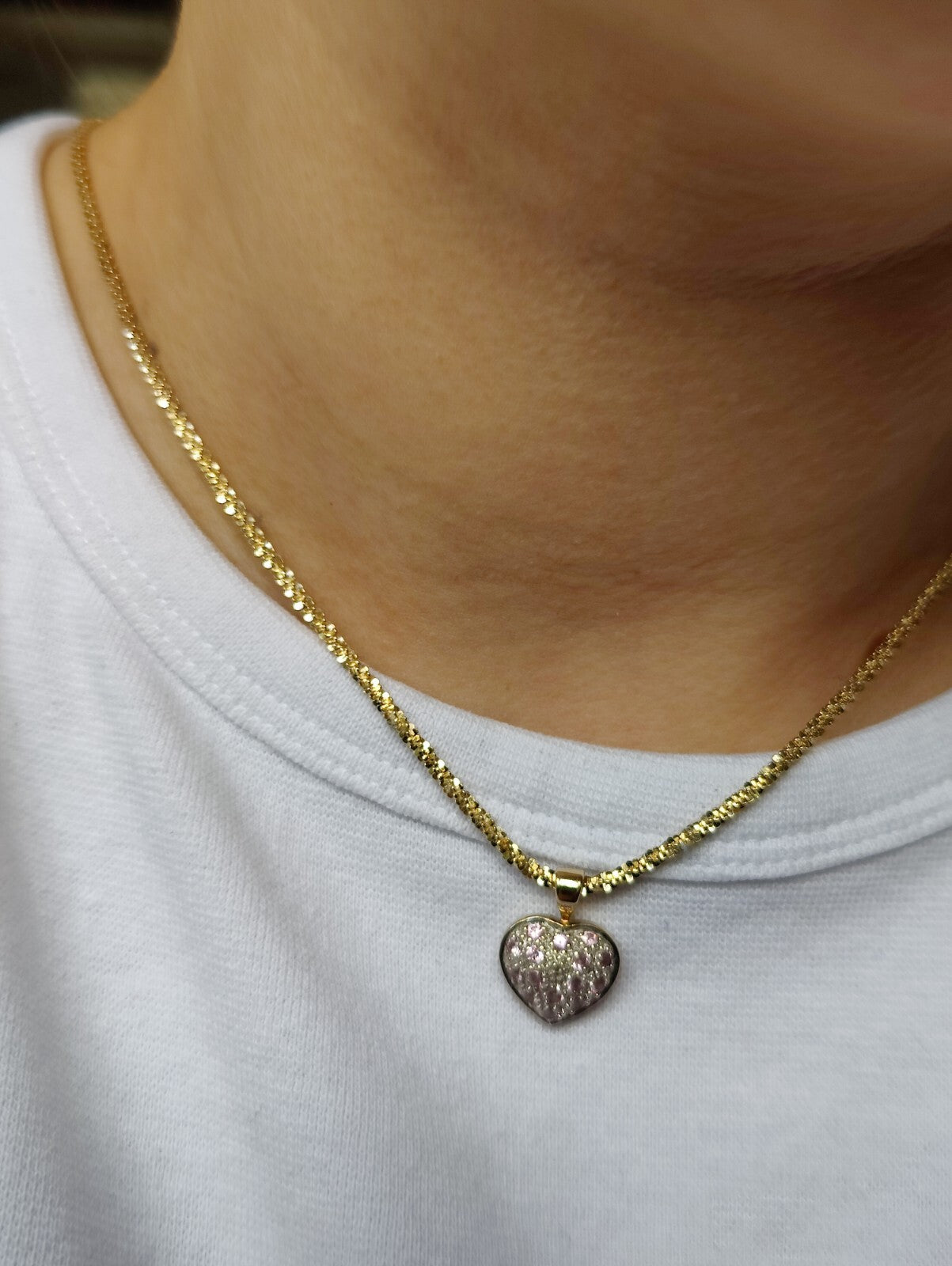 Lovely 925 Sterling Silver 18ct Yellow Gold Plated Fancy Chain 18inch long