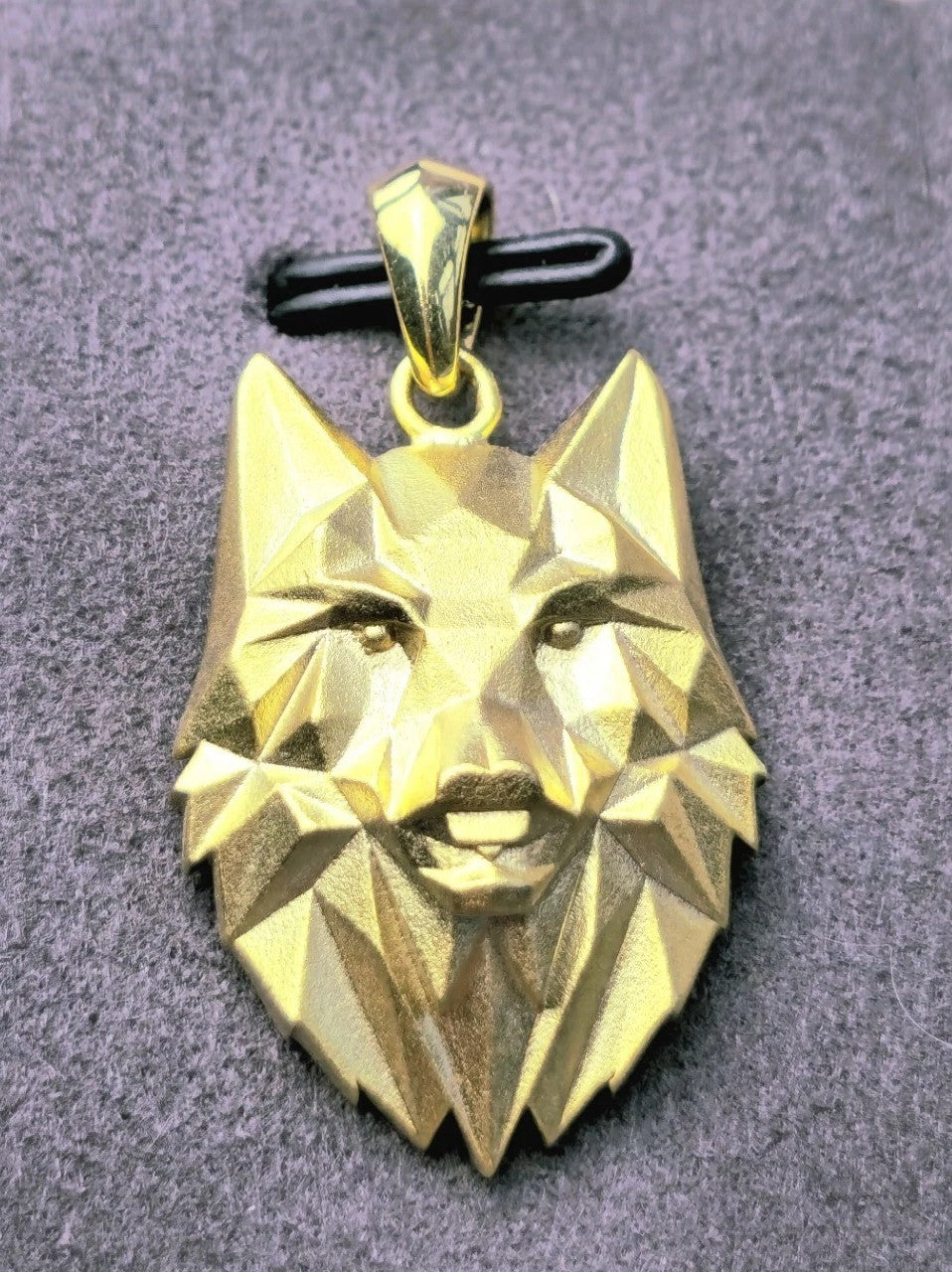 New Sterling Silver (925) Gold Plated Wolf Head Pendant 3D Geometrical Shape