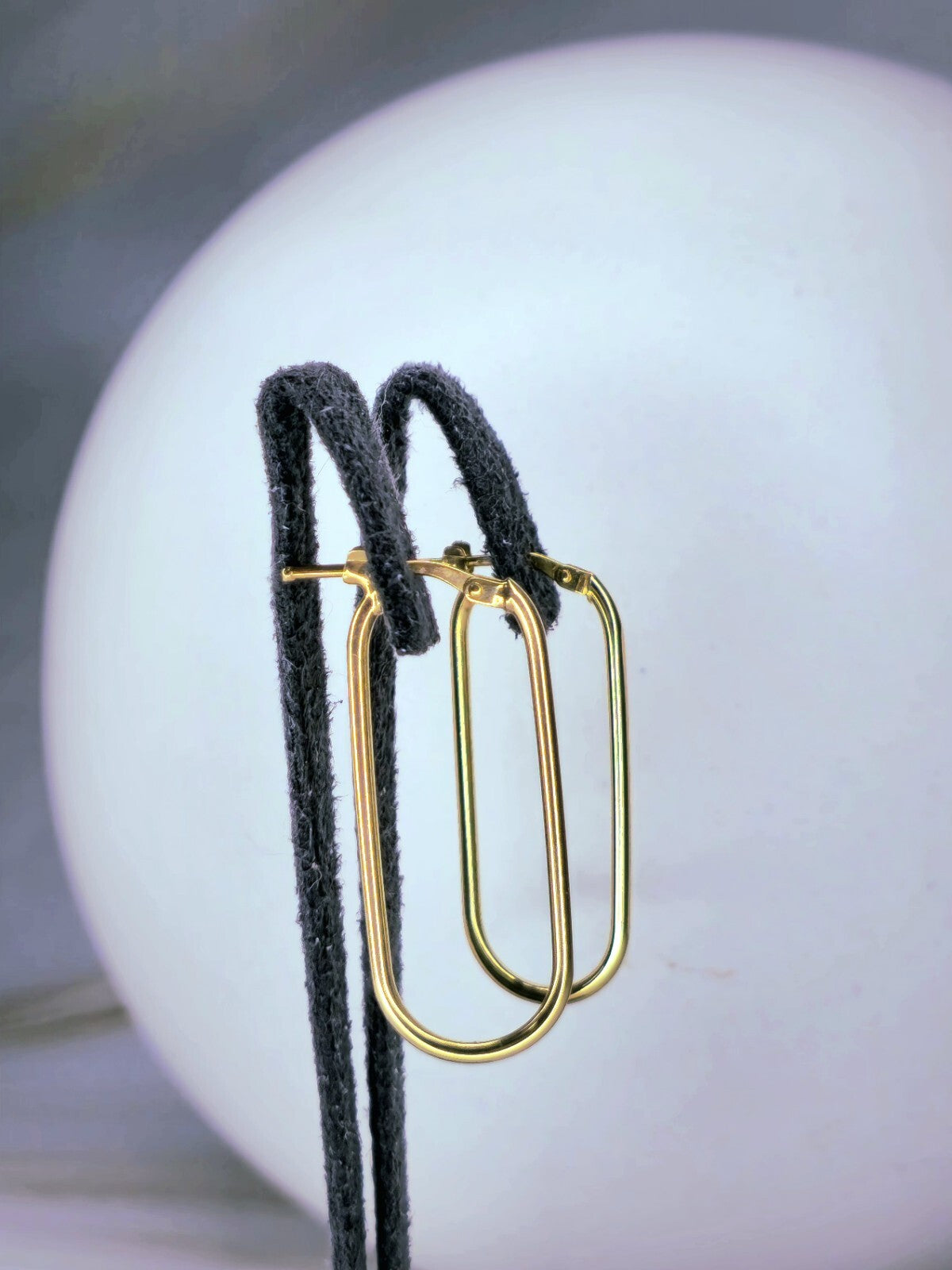 Lovely New 9ct Yellow Gold Hoop Earrings Hoops Rectangle Shape 35mm Hinge