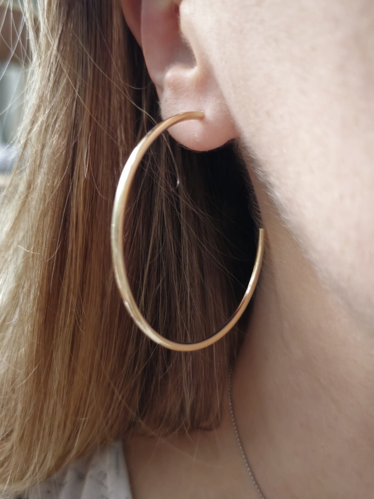 New 9ct Solid Yellow Gold Big Hoop Earrings Open End Hoops 53mm Butterfly
