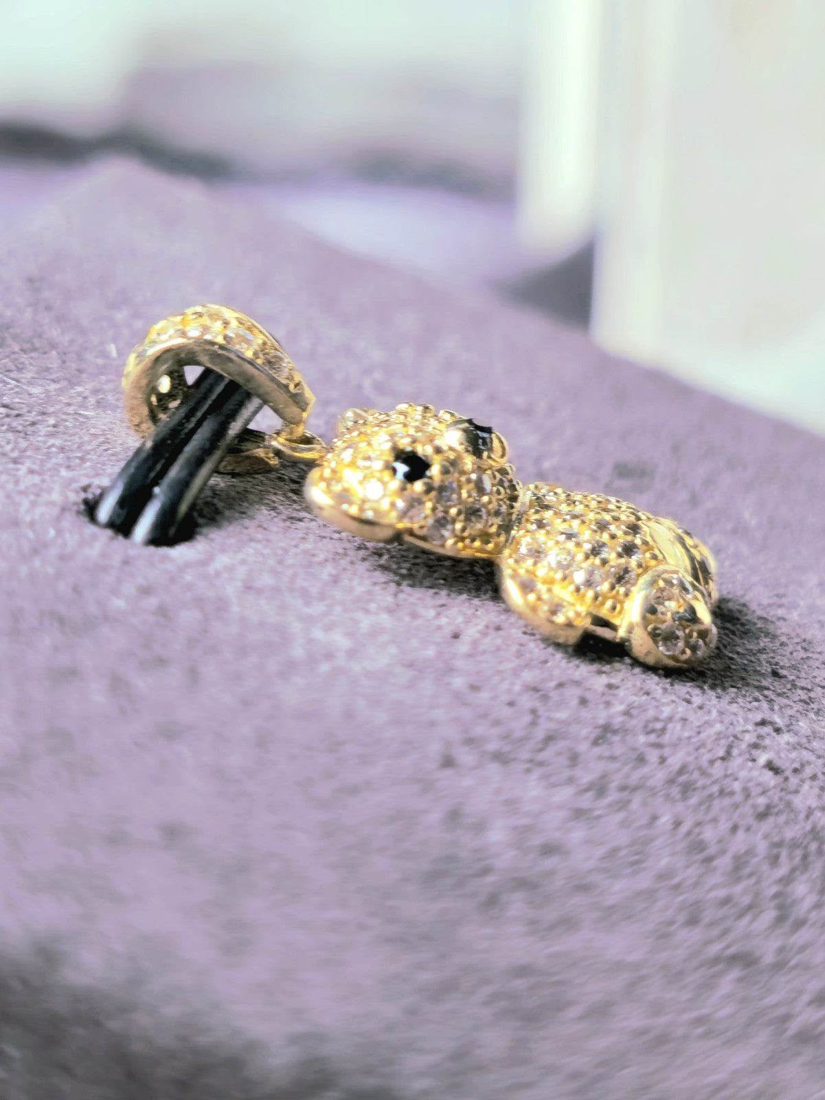 New Solid 9ct Yellow Gold Pendant Teddy Bear Cubic Zirconia Kids Gift Baby Cute