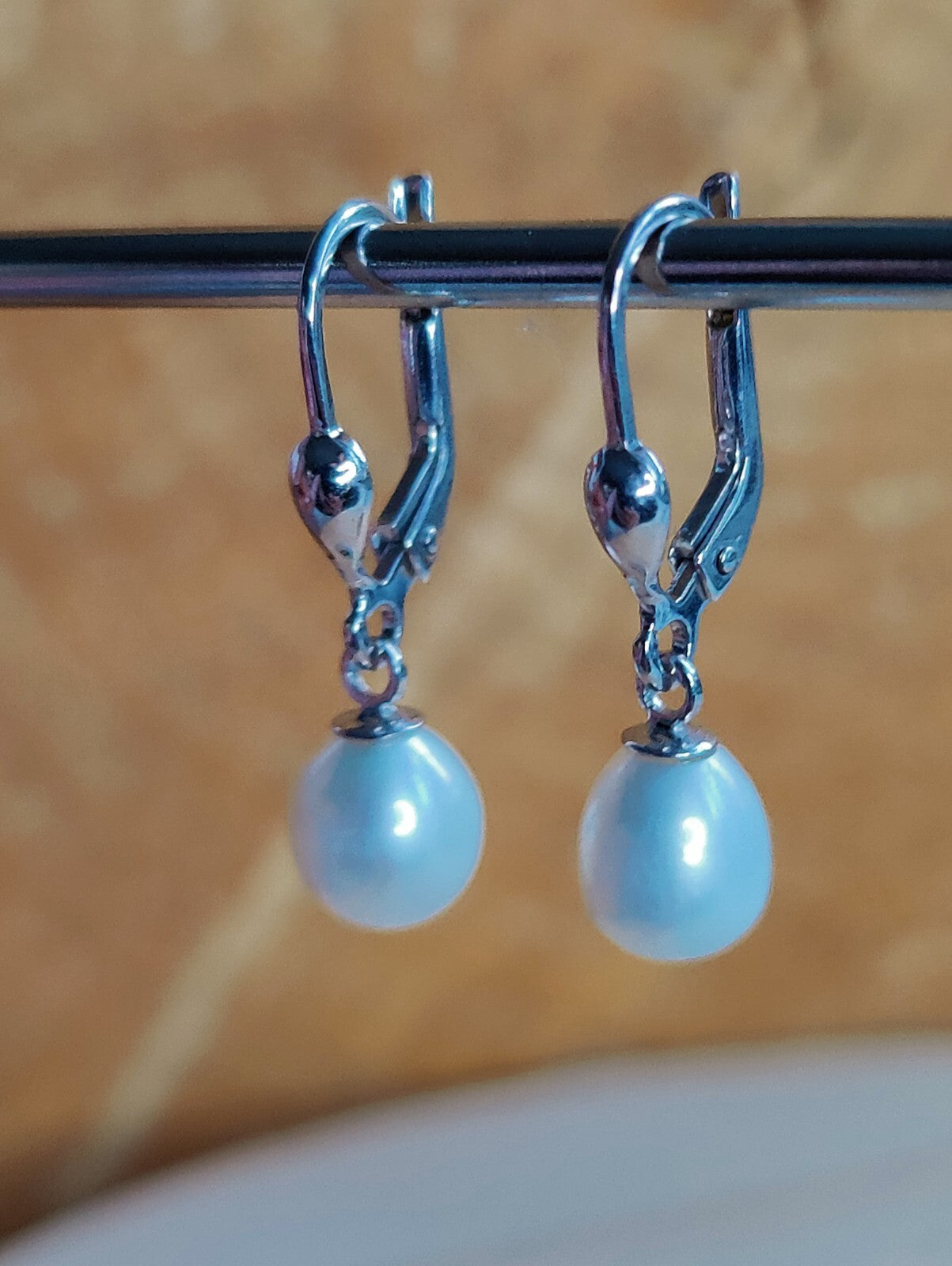 New Solid 9ct White Gold Pearl Drop Earrings Genuine Real Pearl Hallmarked
