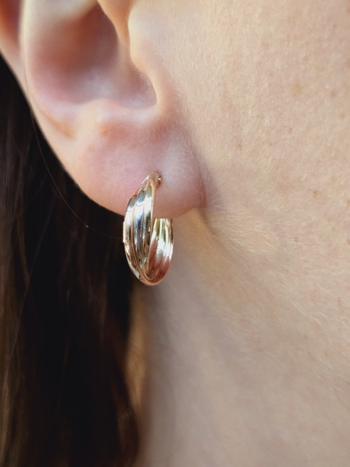 9ct Solid Multicolour Gold Hoop Earrings Gold. Hoops 17mm Small Gold Hoops