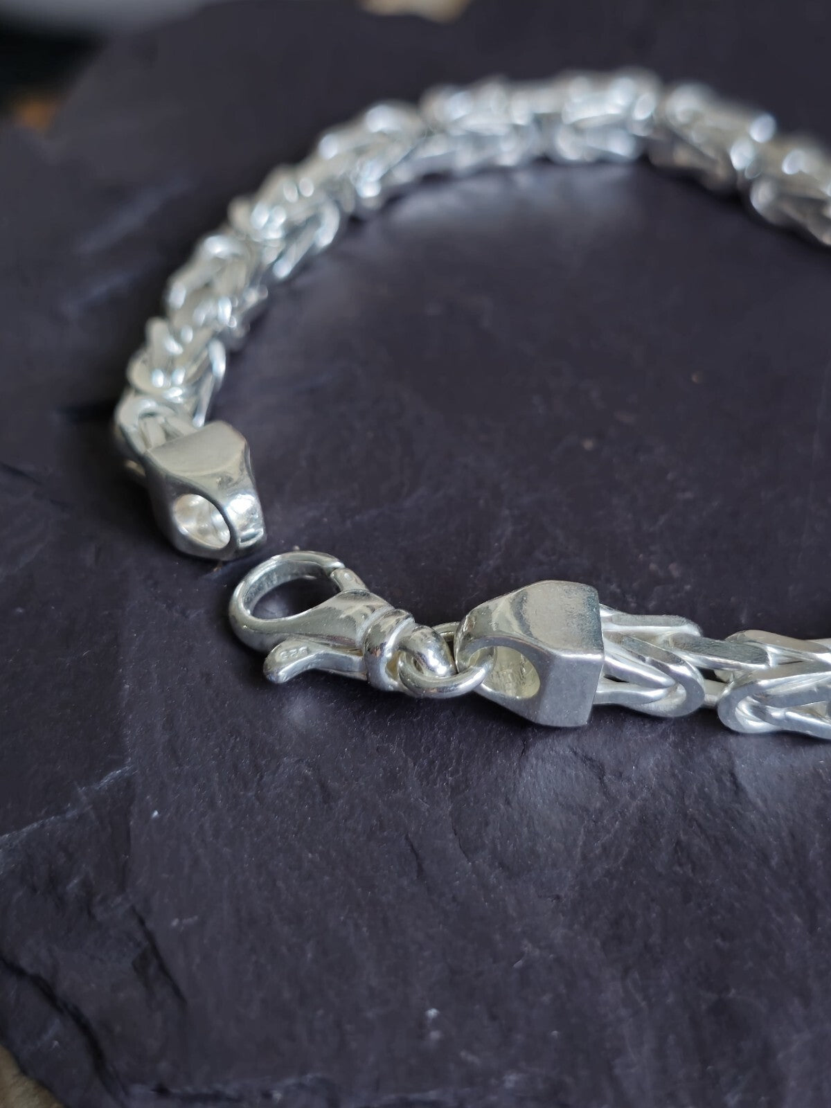 925 Sterling Silver Chunky Byzantine Chain Bracelet 4.5mm 24grams 8inch