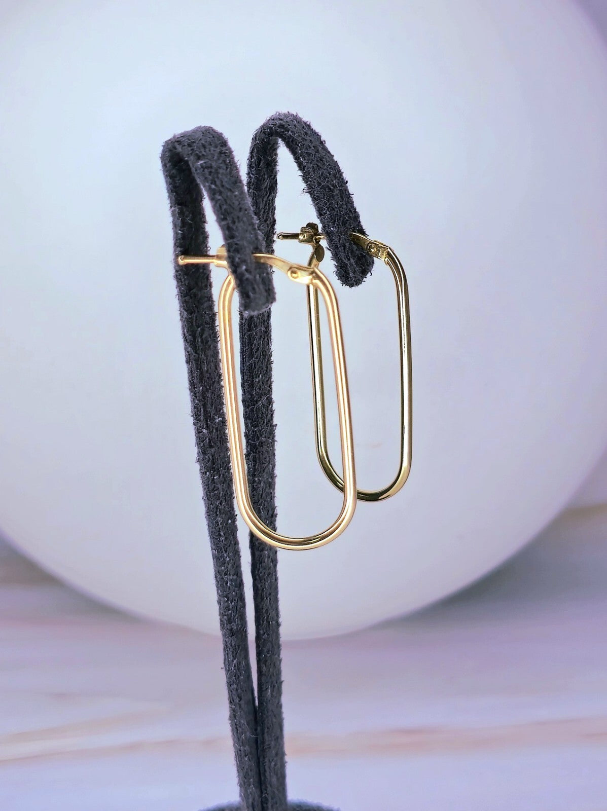 Lovely New 9ct Yellow Gold Hoop Earrings Hoops Rectangle Shape 35mm Hinge