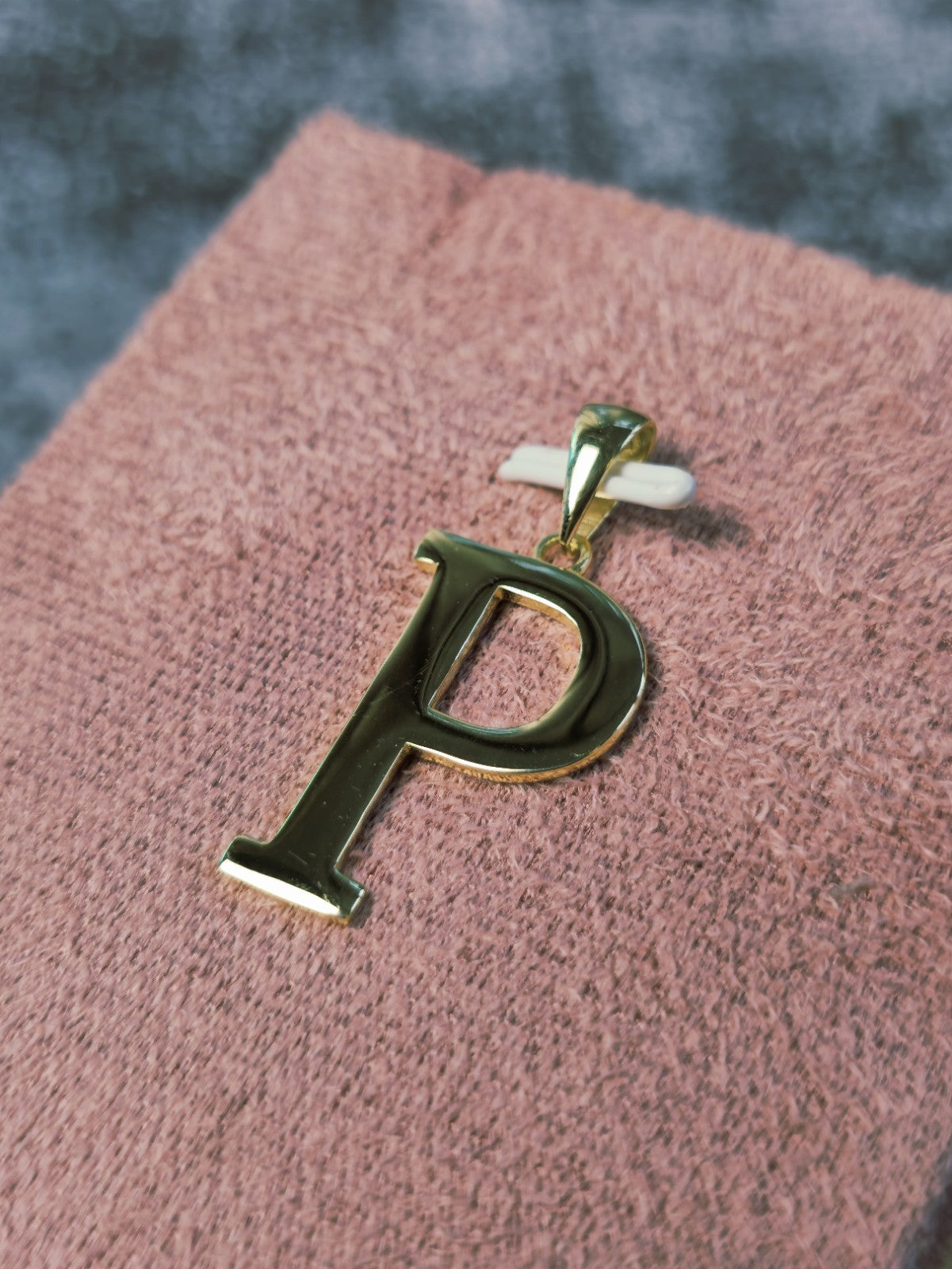 New 9K Yellow Gold Initial P Pendant Personalised 34mm Long Big Loop Hallmarked