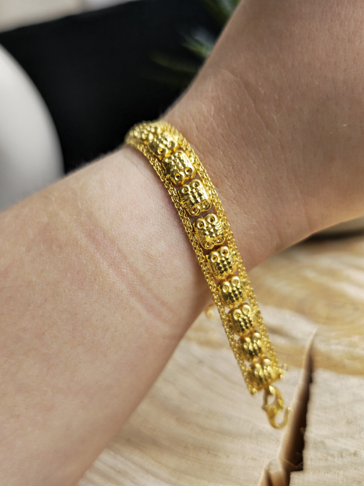 Solid 22ct Yellow Gold Fancy Chain BRACELET 7inch Hook Clasp HALLMARKED