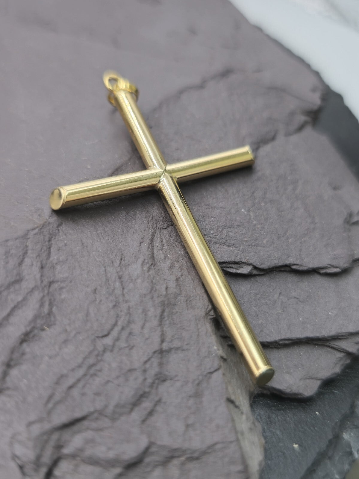 New Solid 9ct Yellow Gold Plain Cross Simple Pendant 55mm x 30mm Hallmarked