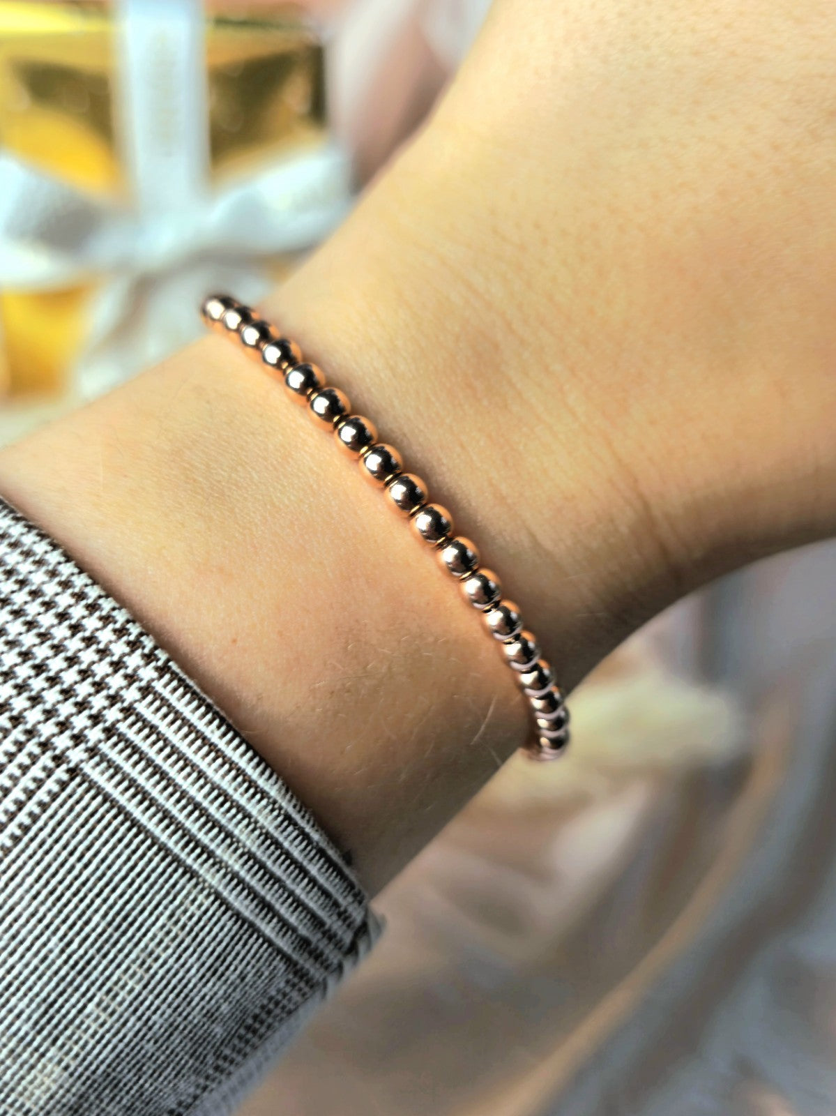 New Solid 9ct Rose Gold Bracelet Ball Beaded Expandable Balls 4mm Adjustable