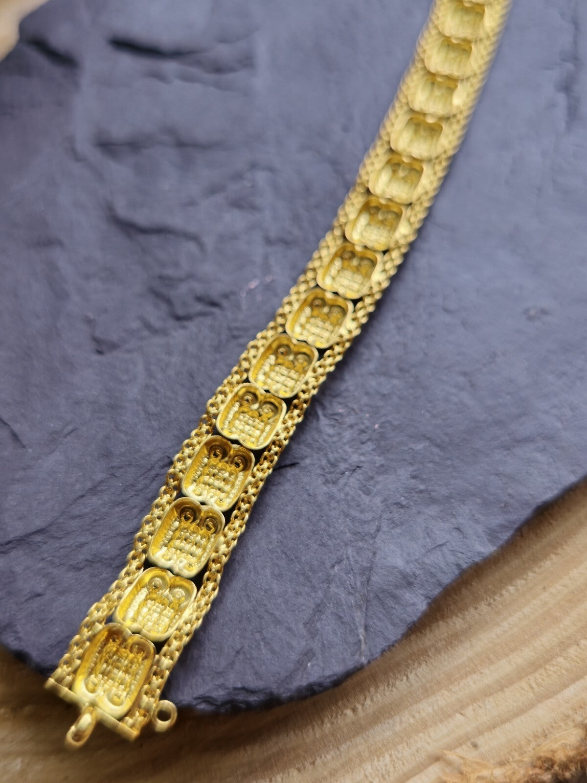 Solid 22ct Yellow Gold Fancy Chain BRACELET 7inch Hook Clasp HALLMARKED
