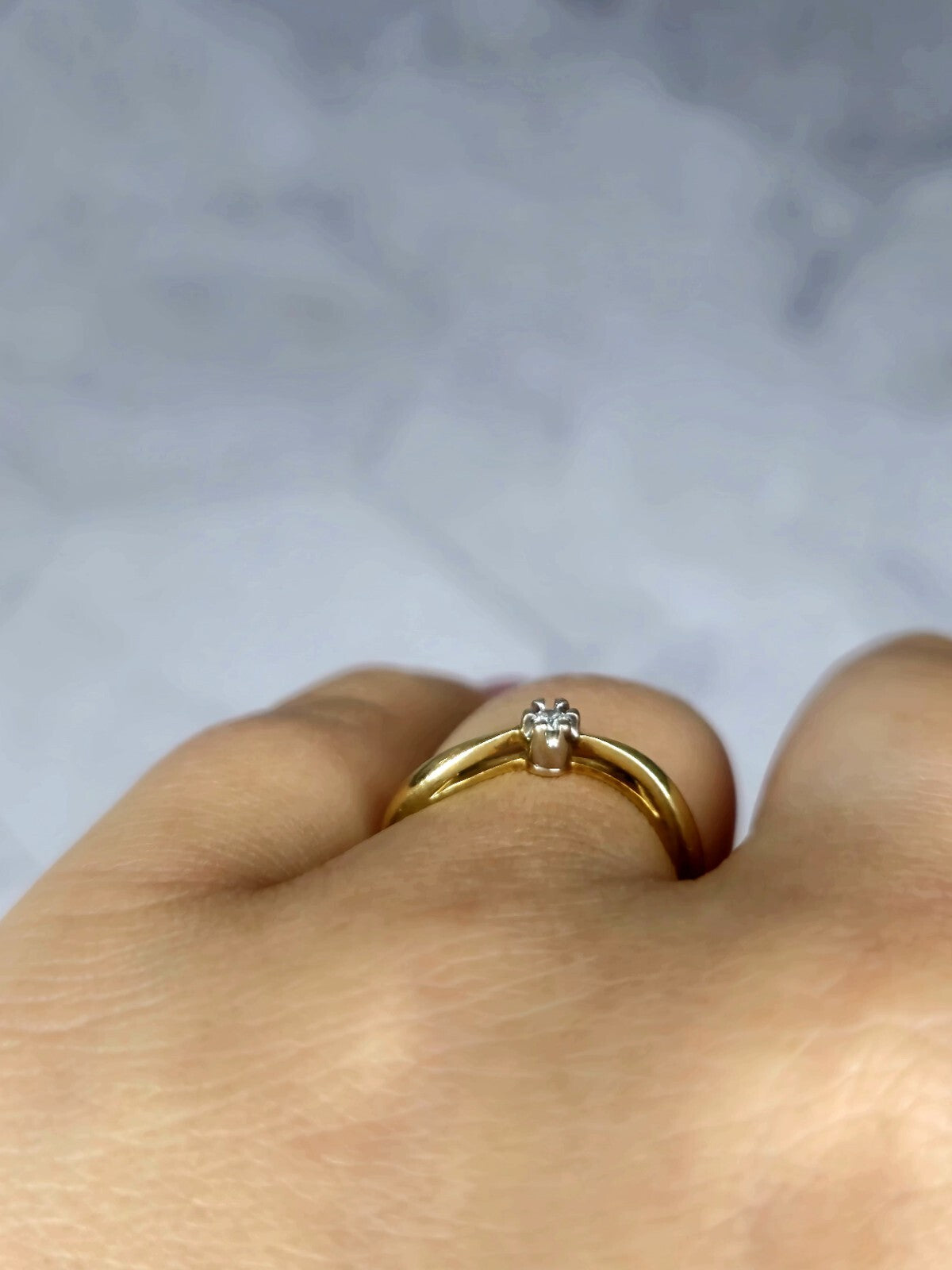 14k Yellow Gold Diamond Engagement Ring Wave Design 2mm size: M+ D: 0.015ct Wavy