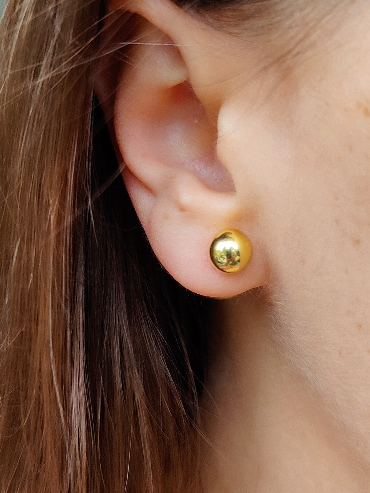 Double Ball Reversible 9K Yellow Gold Stud Earrings 8-14 mm Hallmarked Two Balls