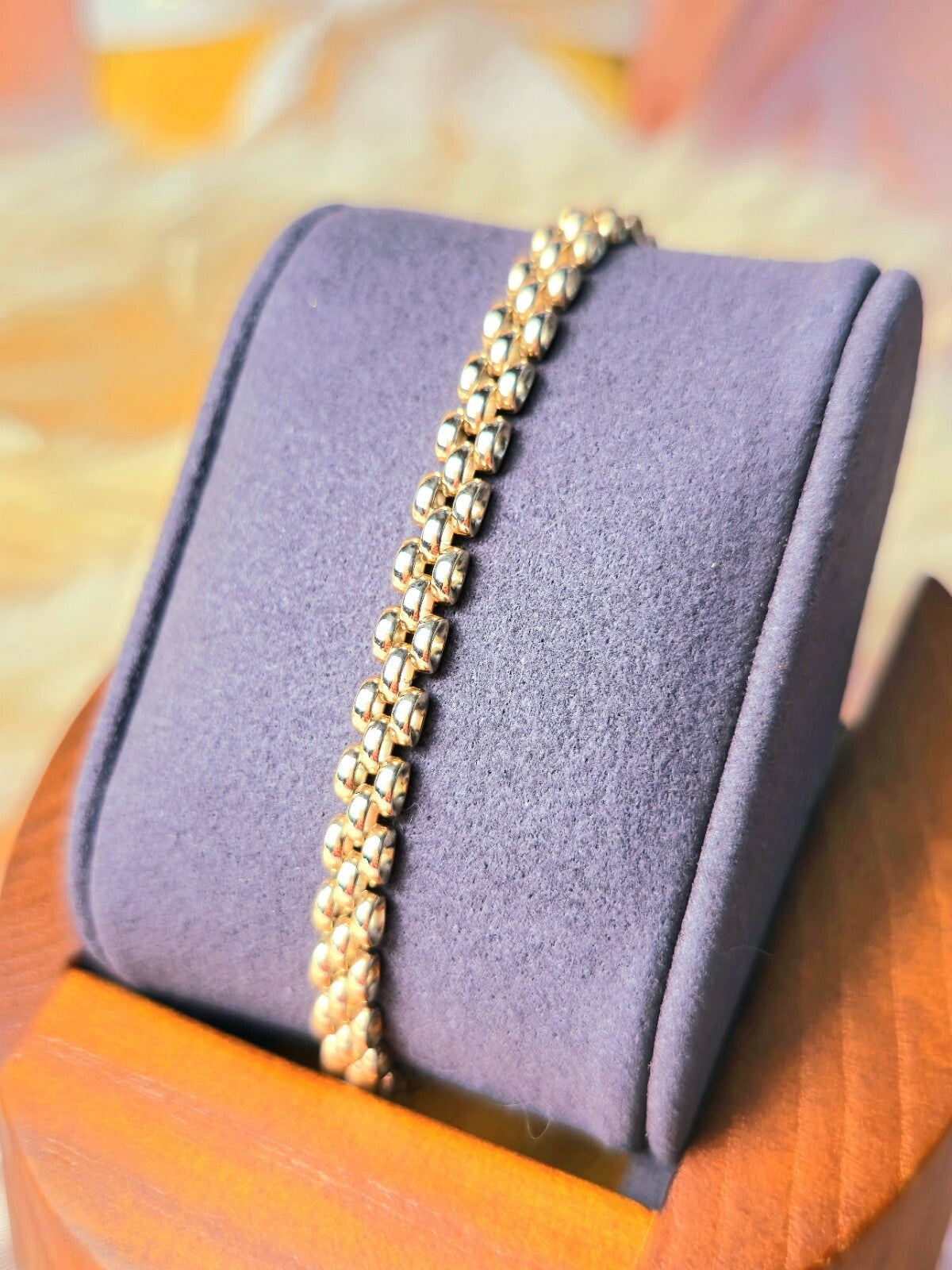 New 9ct Rose Gold Brick Link Bracelet Panthere Style Unisex 5mm Wide 7.5'' Long