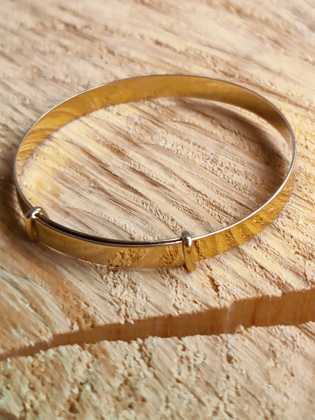New 9k Yellow Gold BANGLE Kids Baby Expandable BRACELET Small Infant 40-60mm