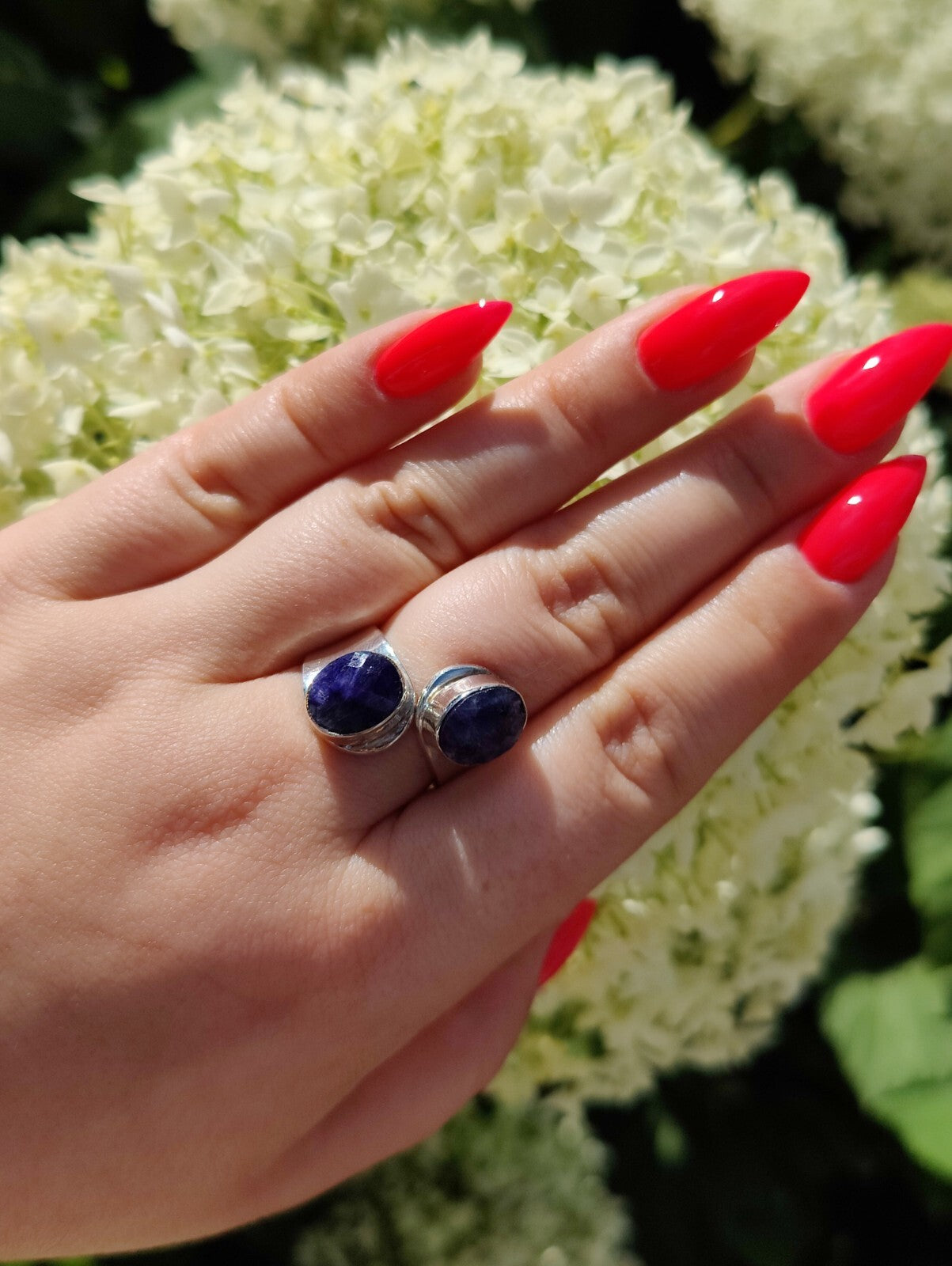 Amazing Lapis Lazuli Ring 925 Sterling Silver Two Stones Twisted Band size R-S
