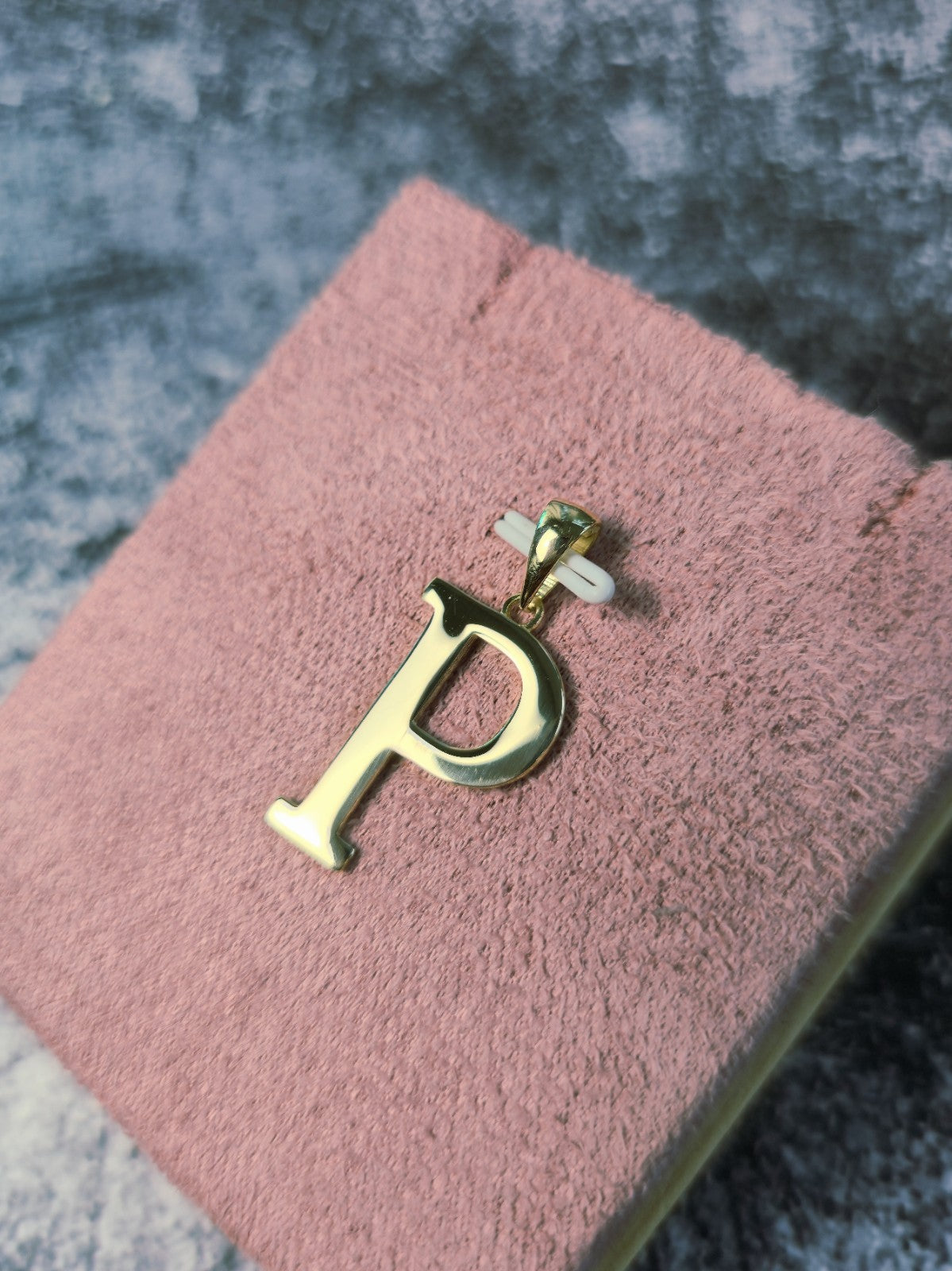 New 9K Yellow Gold Initial P Pendant Personalised 34mm Long Big Loop Hallmarked
