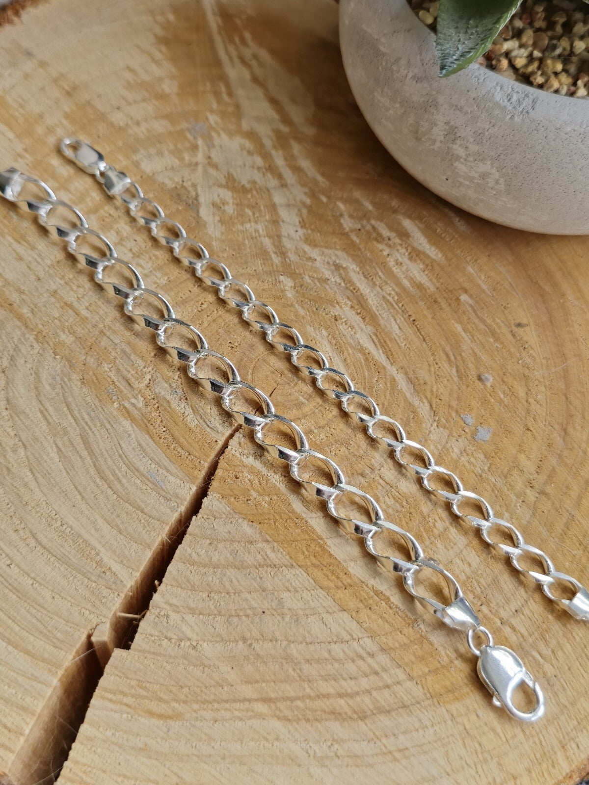 925 Sterling Silver Chunky Heavy Chain LINK CURB Bracelet 22 grams 10mm 7,5inch