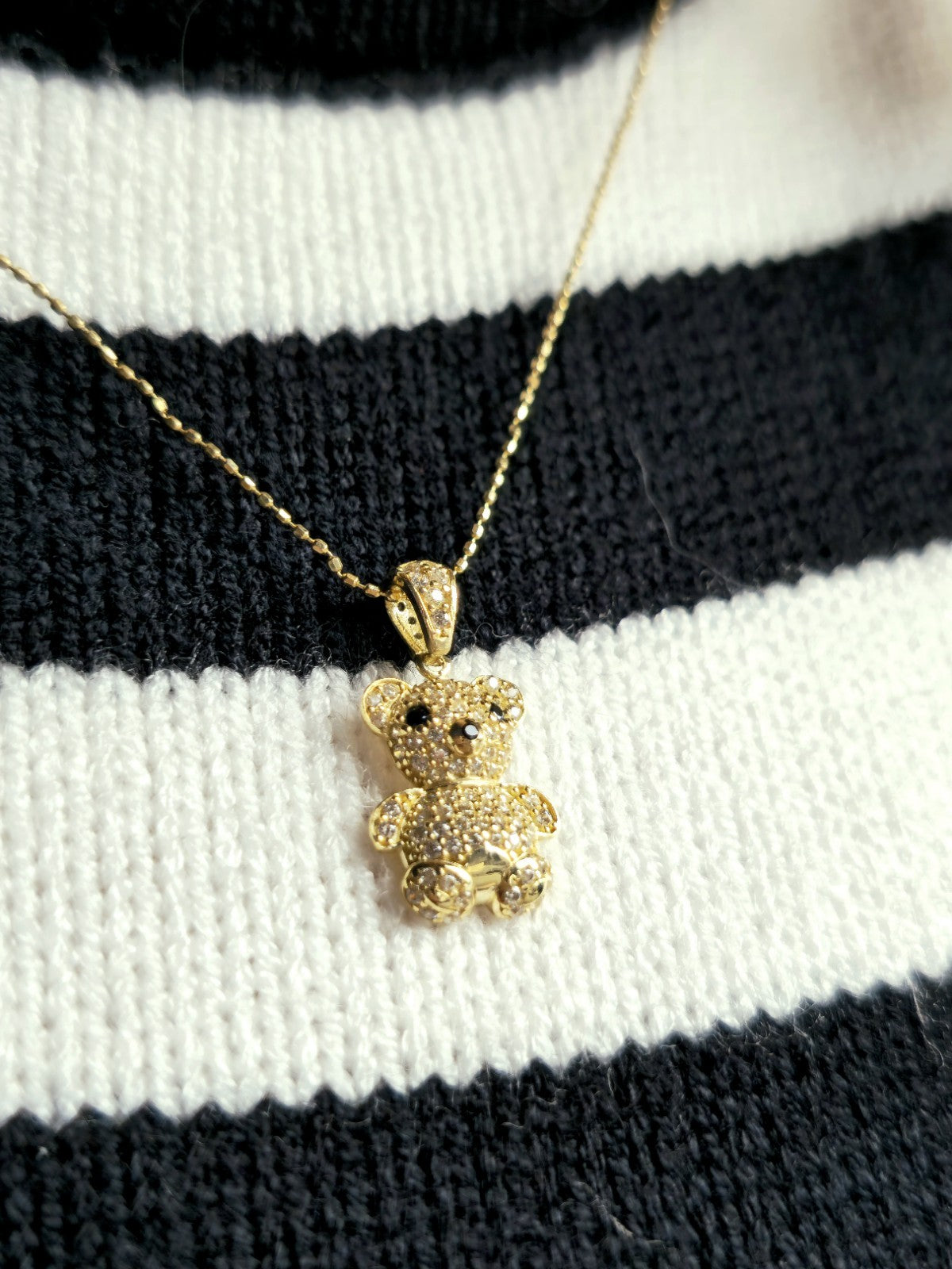 New Solid 9ct Yellow Gold Pendant Teddy Bear Cubic Zirconia Kids Gift Baby Cute