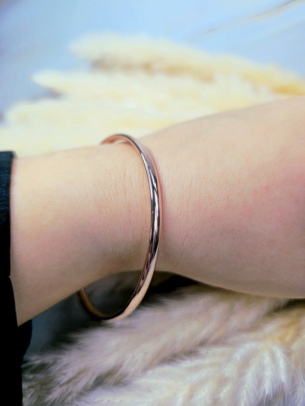 New 9ct Rose Gold Round Bangle Stacking BRACELET Lovely 4mm 70mm diameter