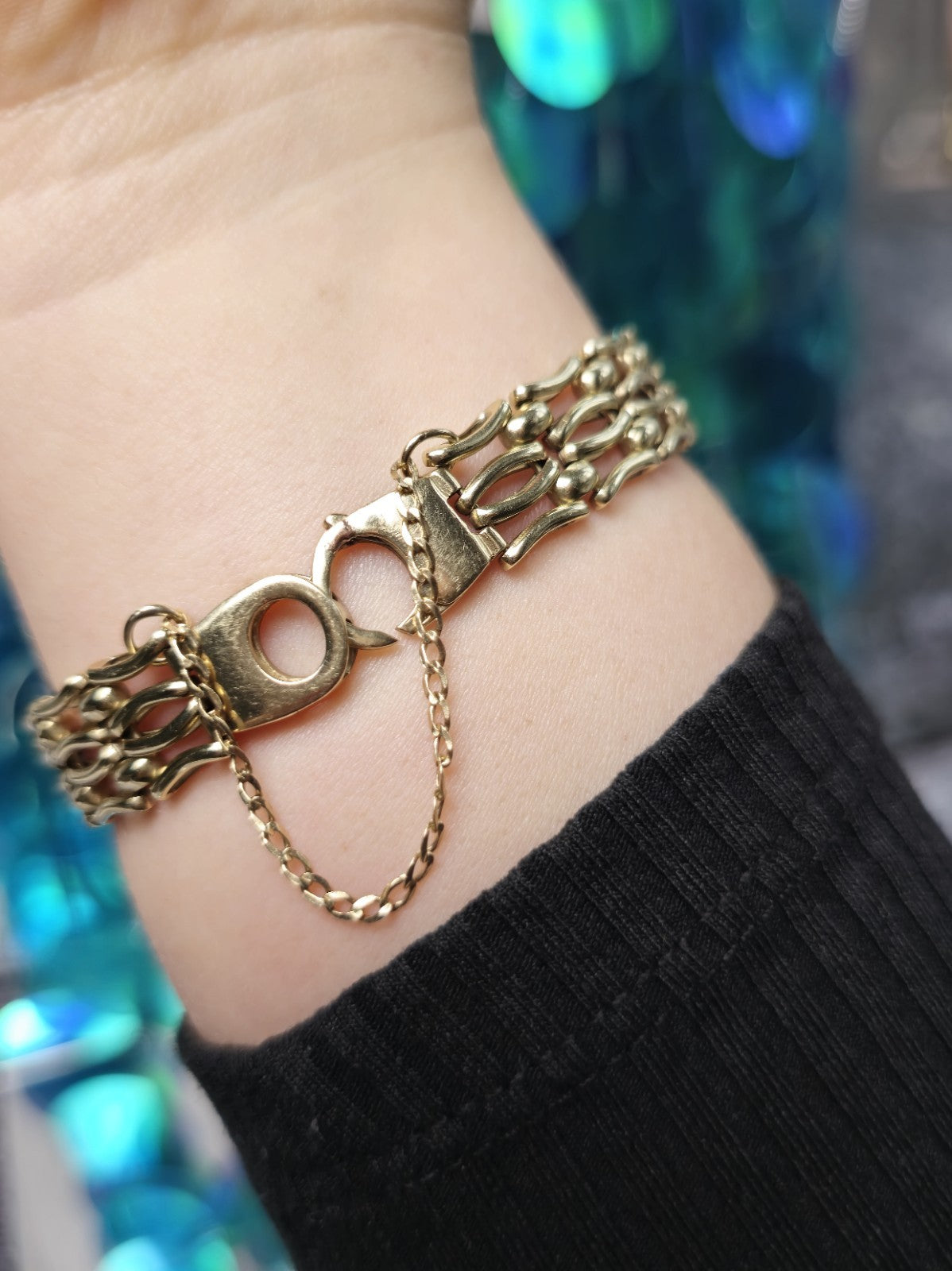 Solid 9ct Yellow Gold Gate Mesh Bracelet Heavy Chunky 20grams Unisex 12mm Wide