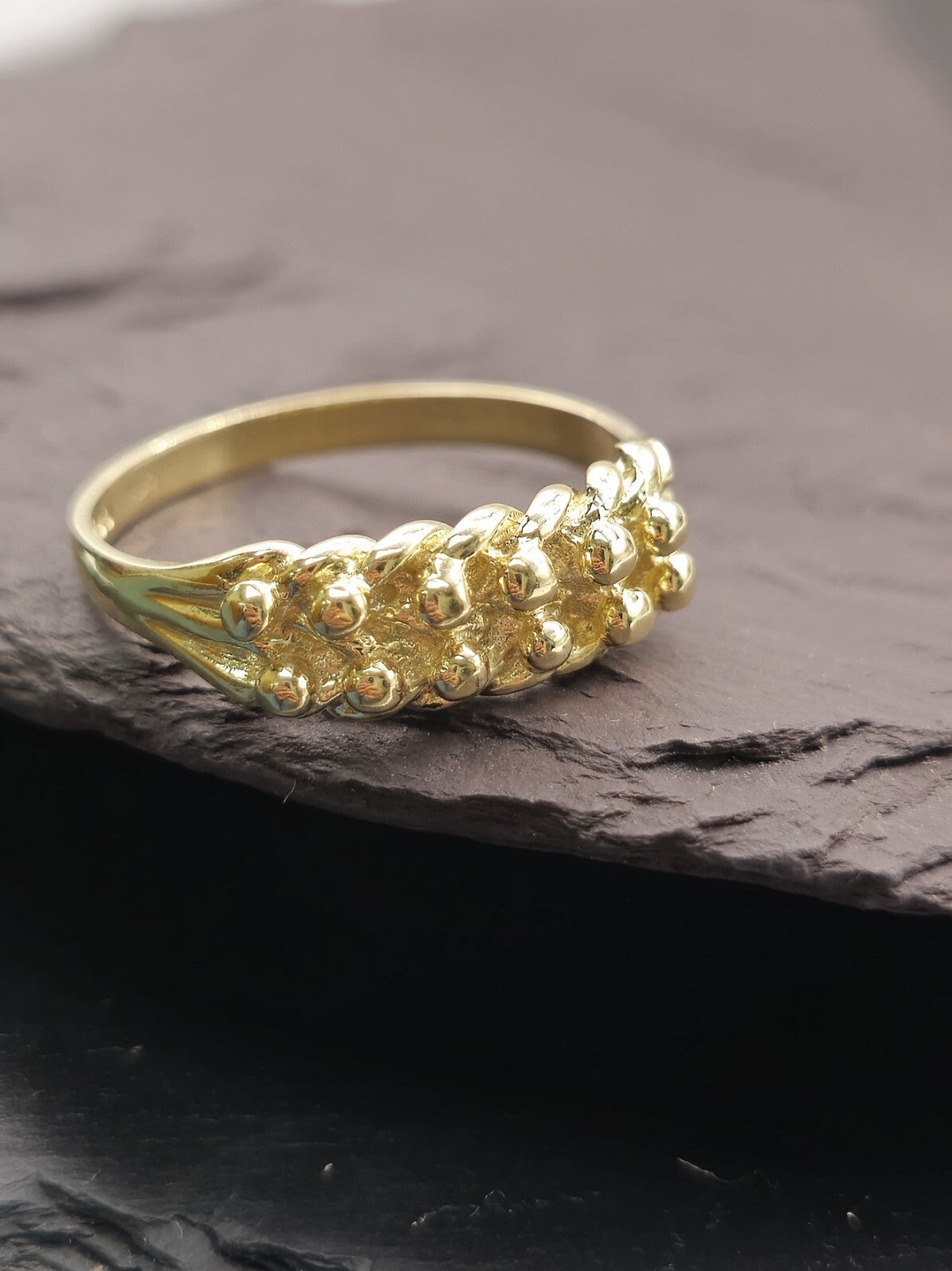 New Solid 9ct Yellow Gold Men's Signet Keeper Ring size: T Hallmarked Two Row
