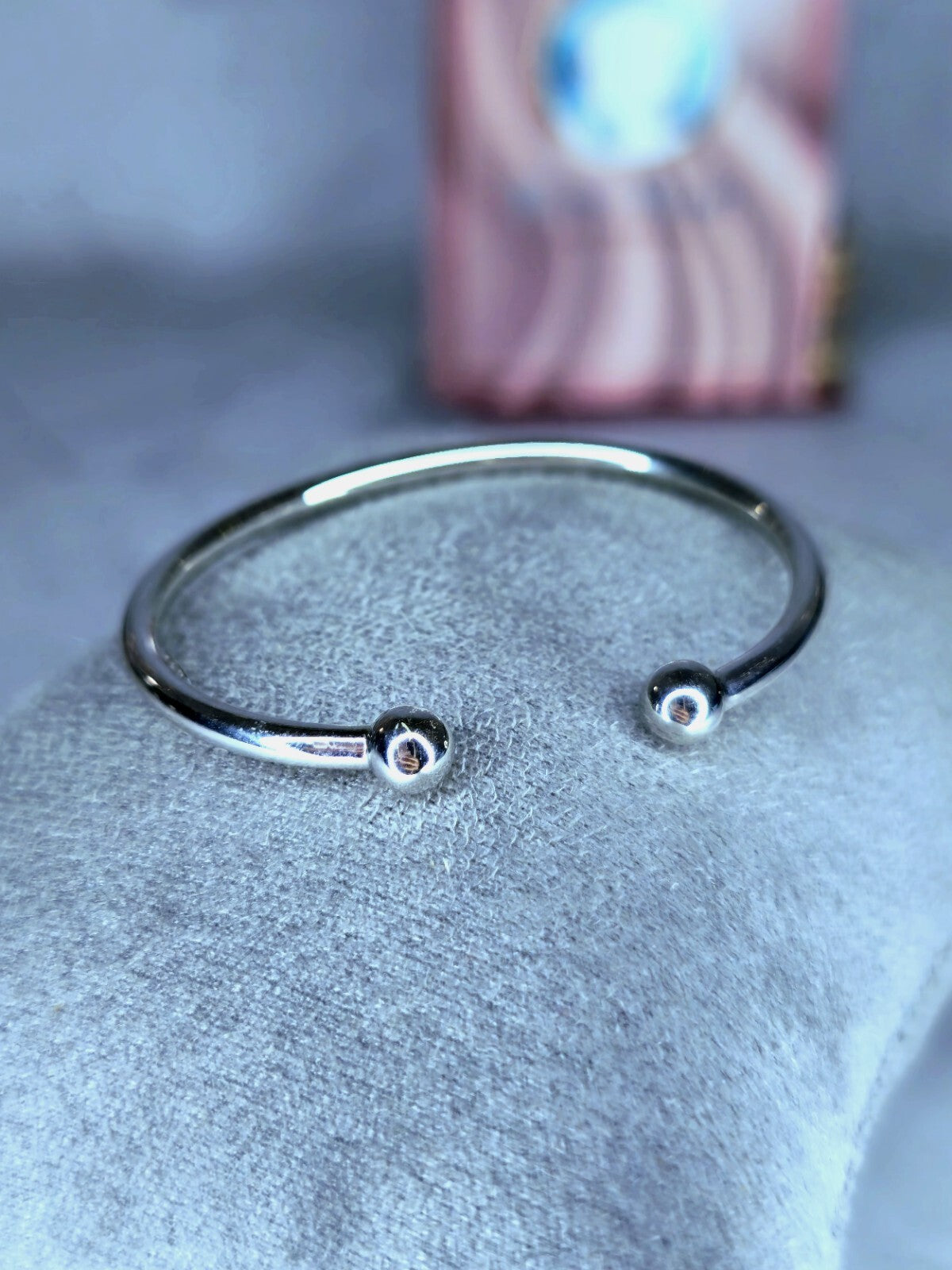New 9ct White Gold TORQUE BANGLE Kids Baby TORQ BALL Open Split BRACELET Small