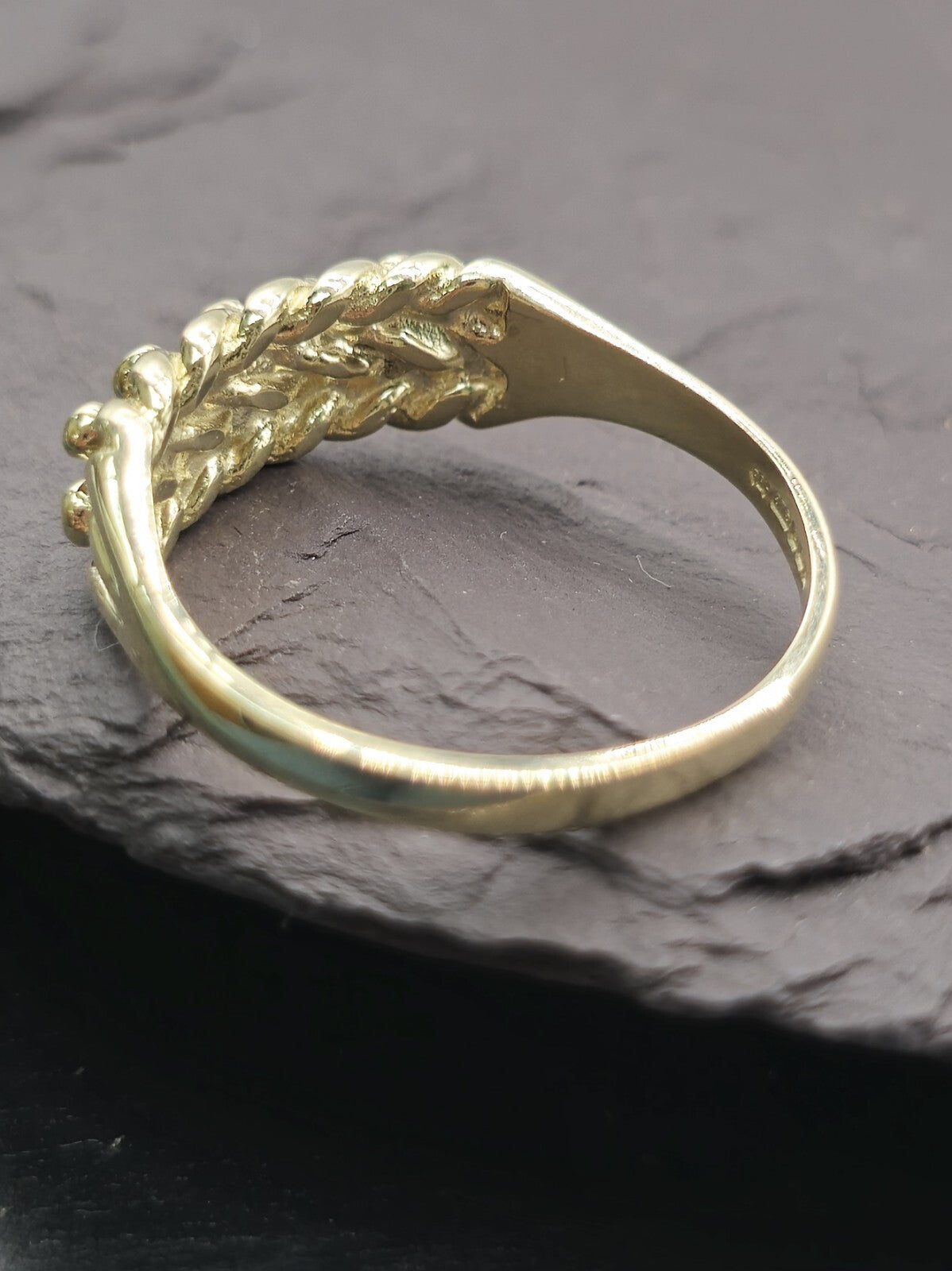 New Solid 9ct Yellow Gold Men's Signet Keeper Ring size: T Hallmarked Two Row