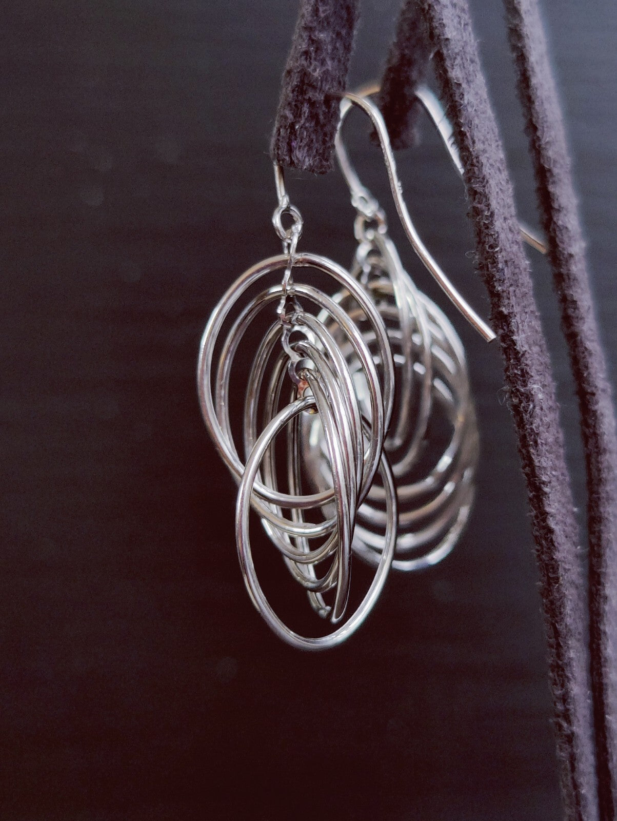 NEW 9ct Sold White Gold Drop Dangling Earrings Fancy Twisted Circles