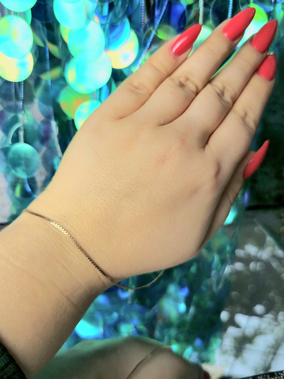 9ct Rose Gold Chain Anklet Bracelet Fine Cable Link Cute Long Bracelet 22.5cm