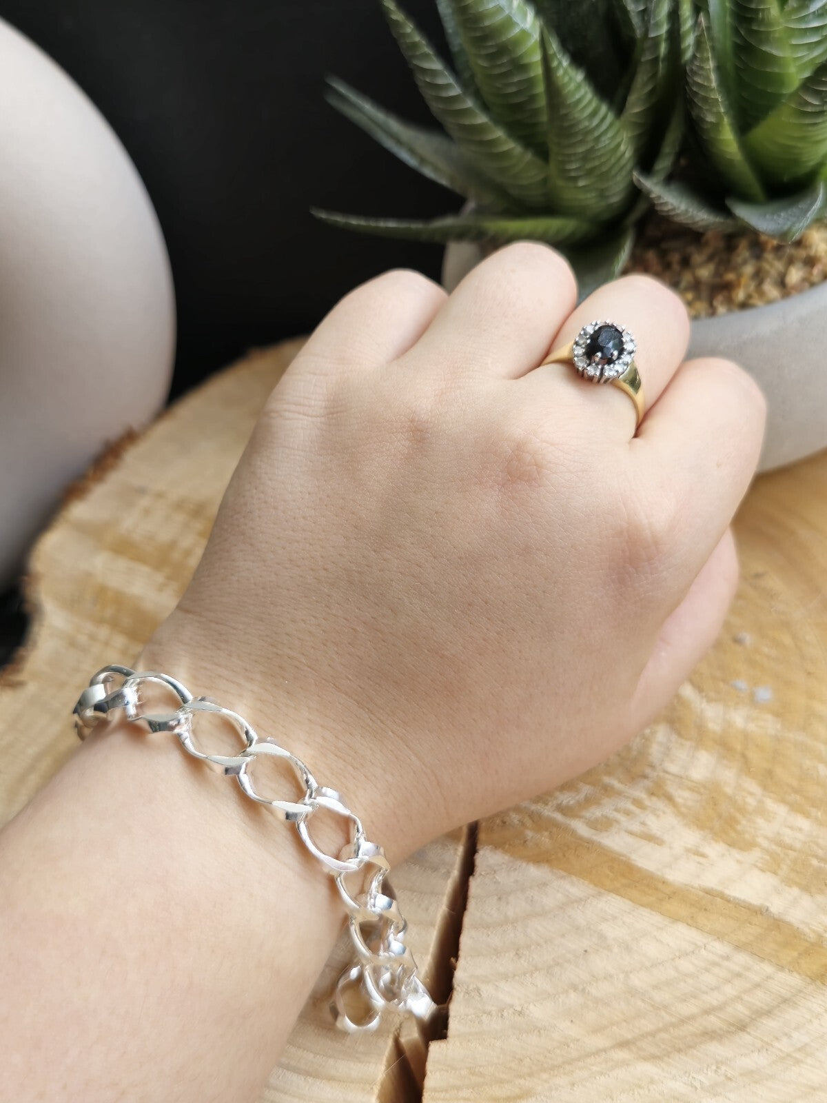 925 Sterling Silver Chunky Heavy Chain LINK CURB Bracelet 22 grams 10mm 7,5inch