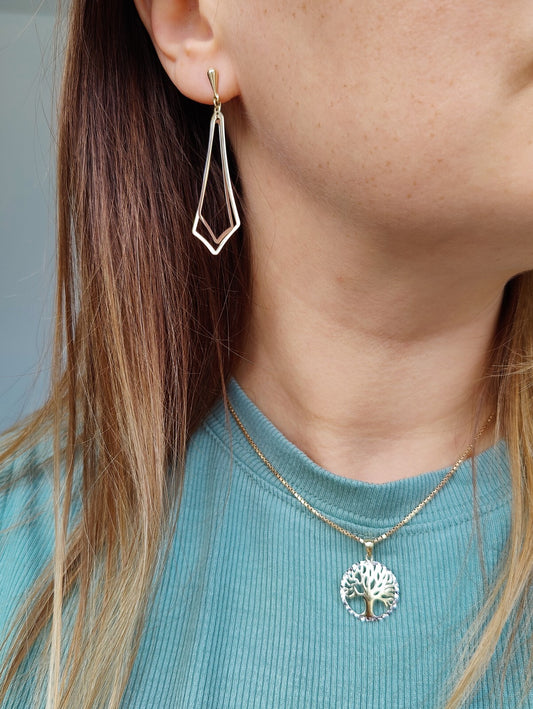 New 9ct Yellow Gold Drop Dangly Stud Earrings Decorative Long Hallmarked