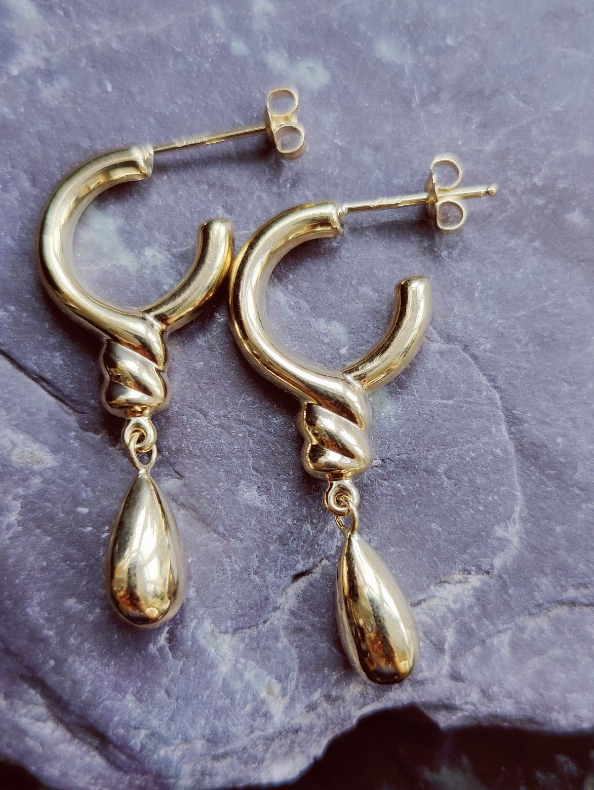 NEW 9ct Solid Yellow Gold Drop Dangling Earrings Studs Hallmarked 2.8grams
