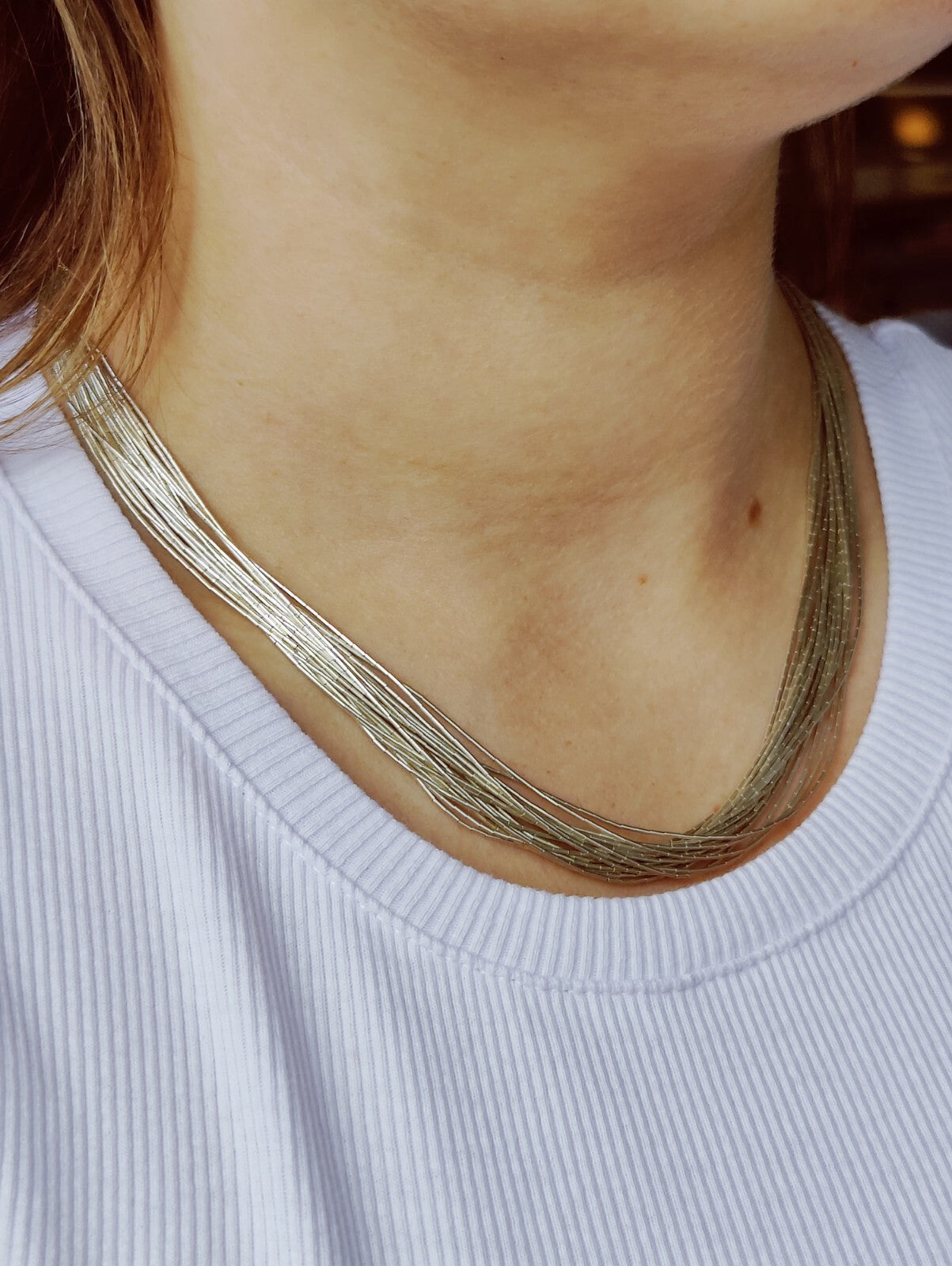 925 Sterling Silver Multi Strand Chain Necklace Menno with Box Hallmarked