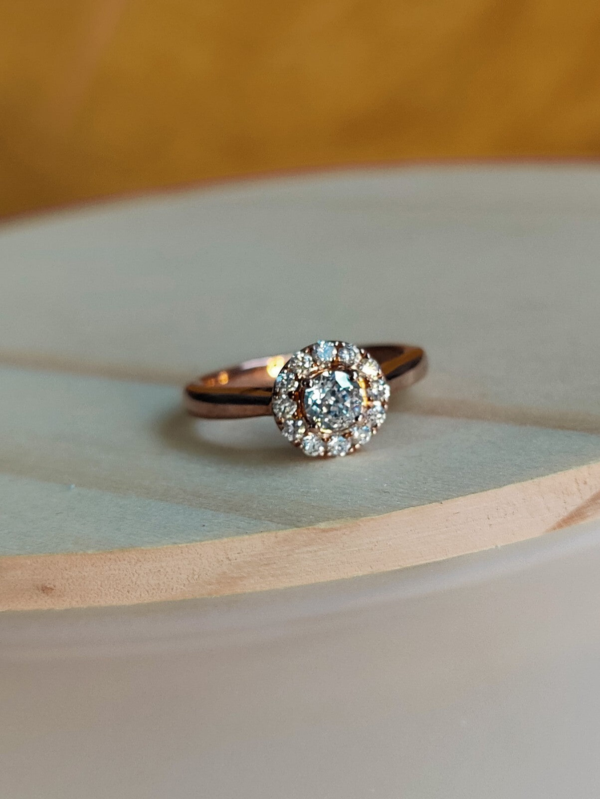 Certified 18ct Rose Gold 0.5ct Diamond Cluster Engagement Ring Flower Size J