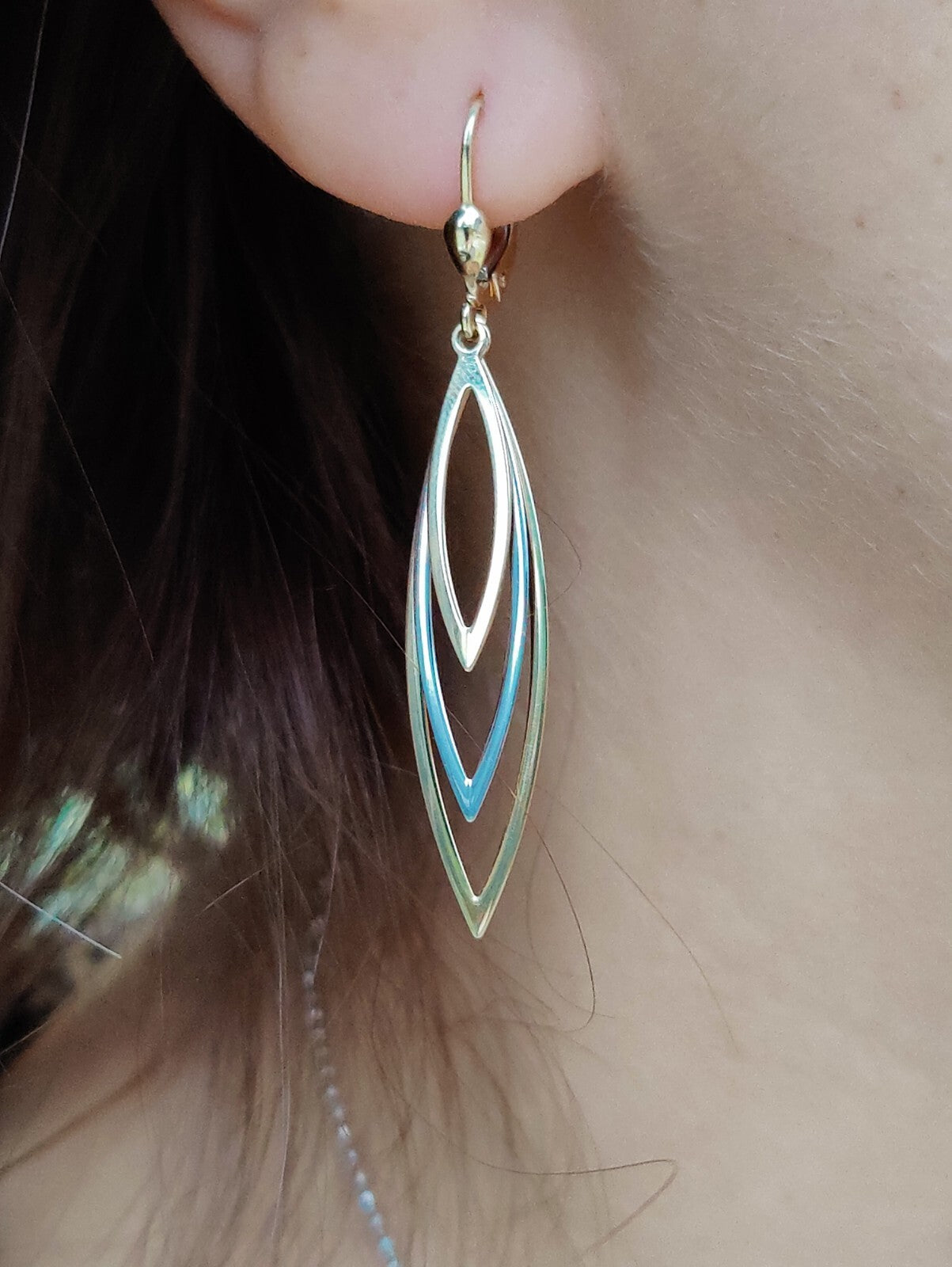 NEW Solid Drop Dangling Earrings 9ct Yellow Gold Leverback Hallmarked Leaf