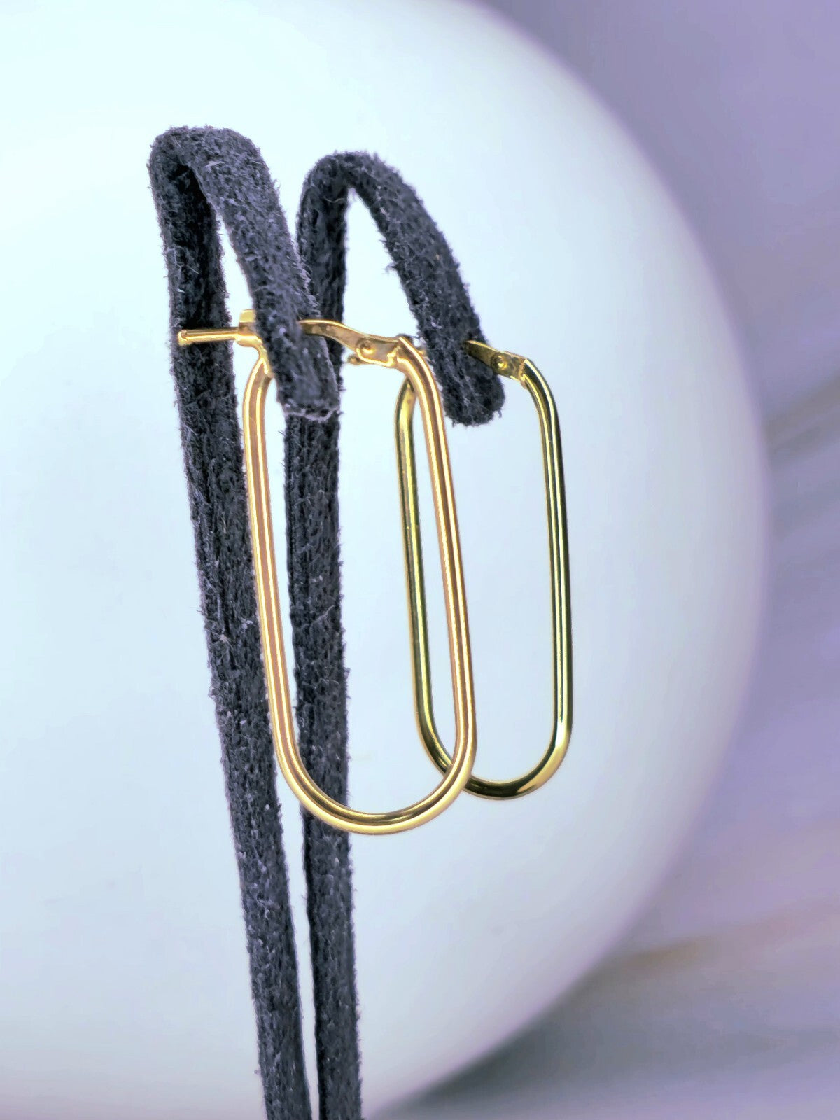 Lovely New 9ct Yellow Gold Hoop Earrings Hoops Rectangle Shape 35mm Hinge