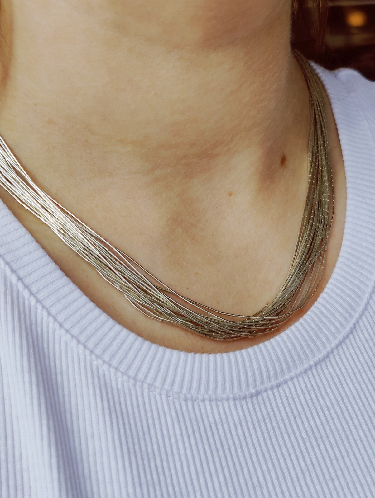 925 Sterling Silver Multi Strand Chain Necklace Menno with Box Hallmarked