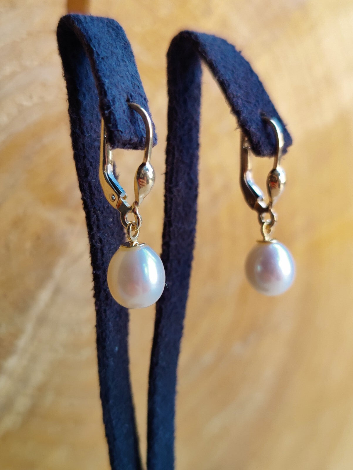 Solid 9ct Yellow Gold Pearl Drop Earrings Genuine Real Pearl Hallmarked