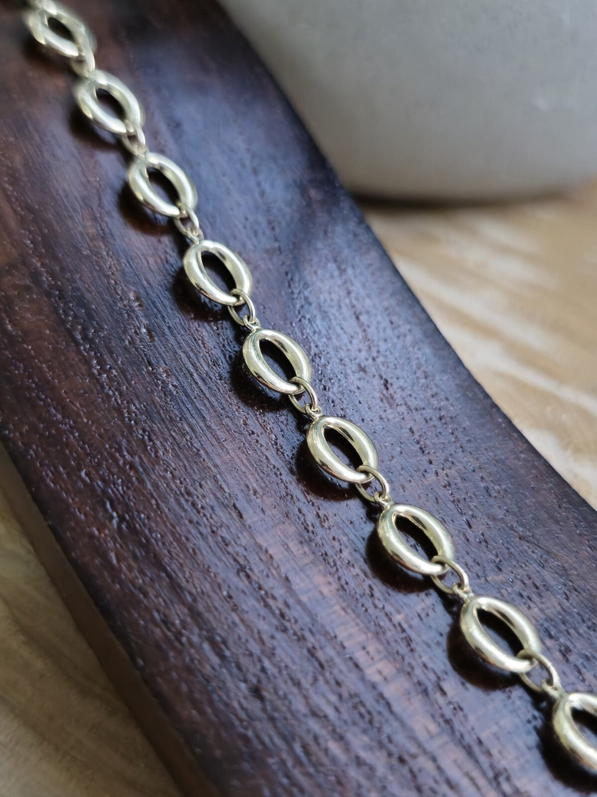 New Solid 9ct Yellow Circles Gold Chain BRACELET 7.5inch Hallmarked Lovely