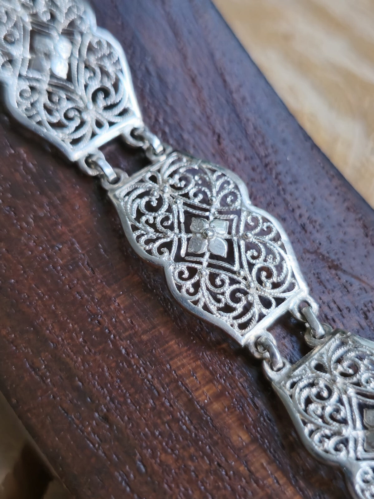 925 Sterling Silver Fancy Decor Bracelet Wide 14mm 7inch/18cm Hallmarked