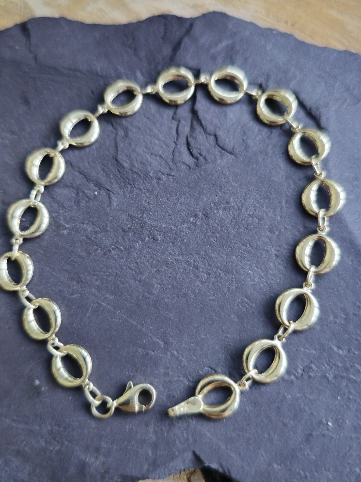 New Solid 9ct Yellow Circles Gold Chain BRACELET 7.5inch Hallmarked Lovely