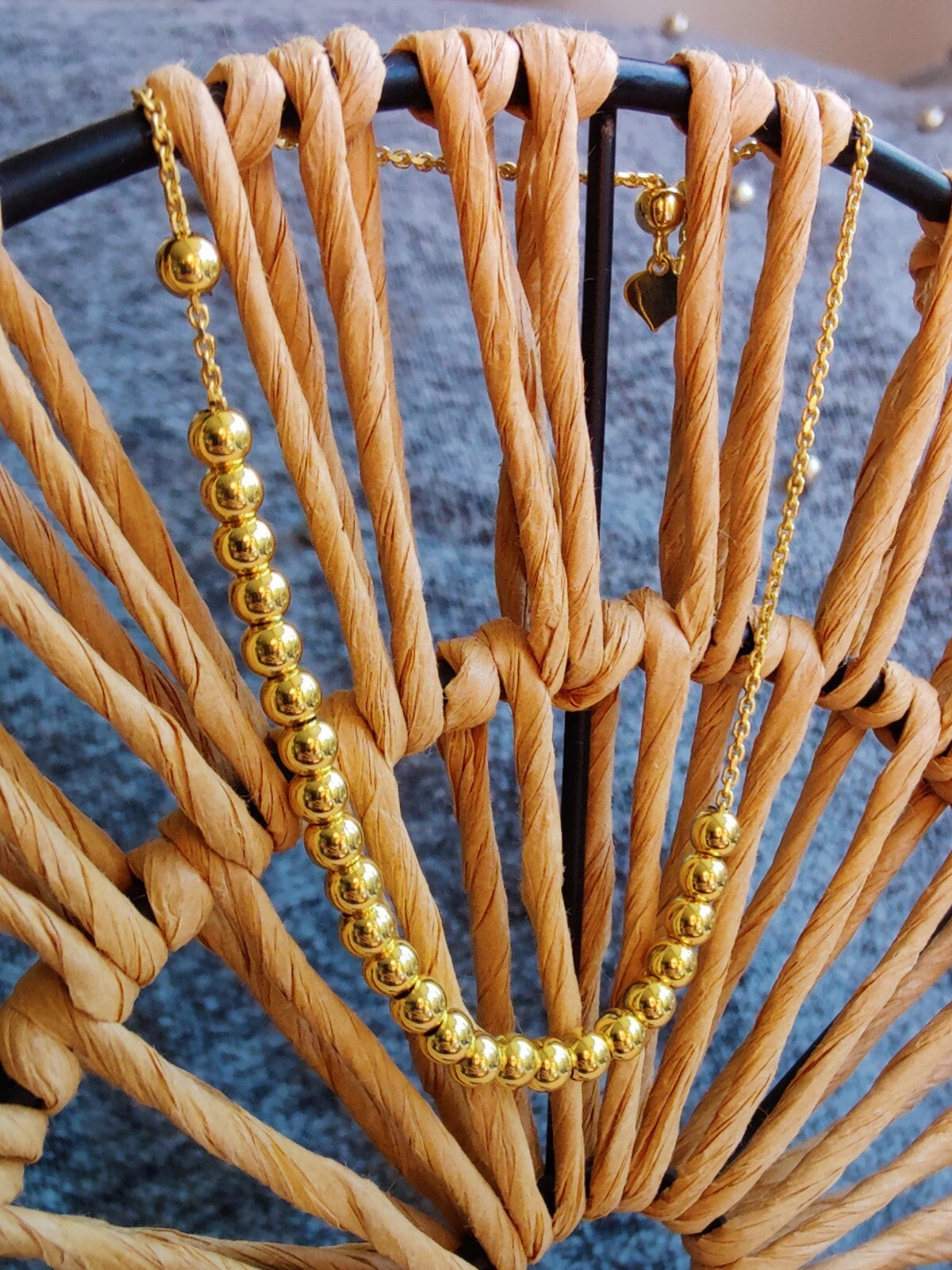 New Solid 9ct Yellow Gold Bracelet Ball Beaded Expandable Balls 4mm 4.9g