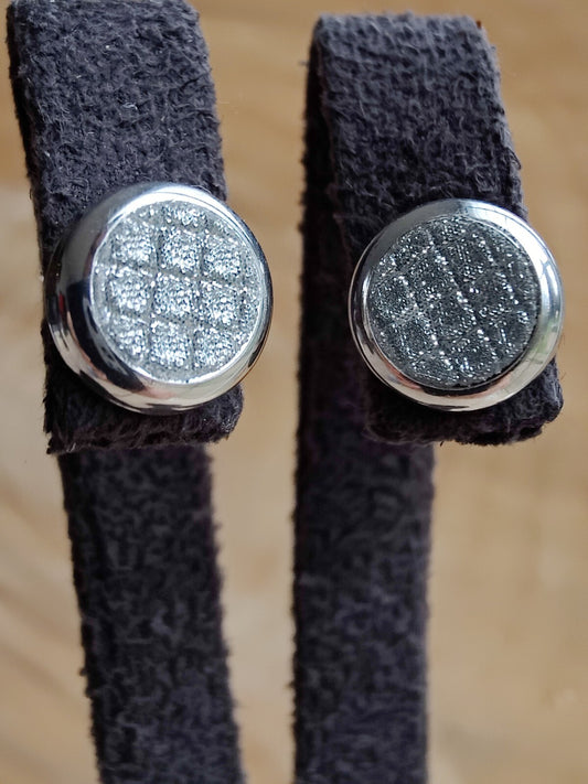 Glitter 9ct White Gold Sleepers Stud Earrings Butterfly Daily Use Elegant