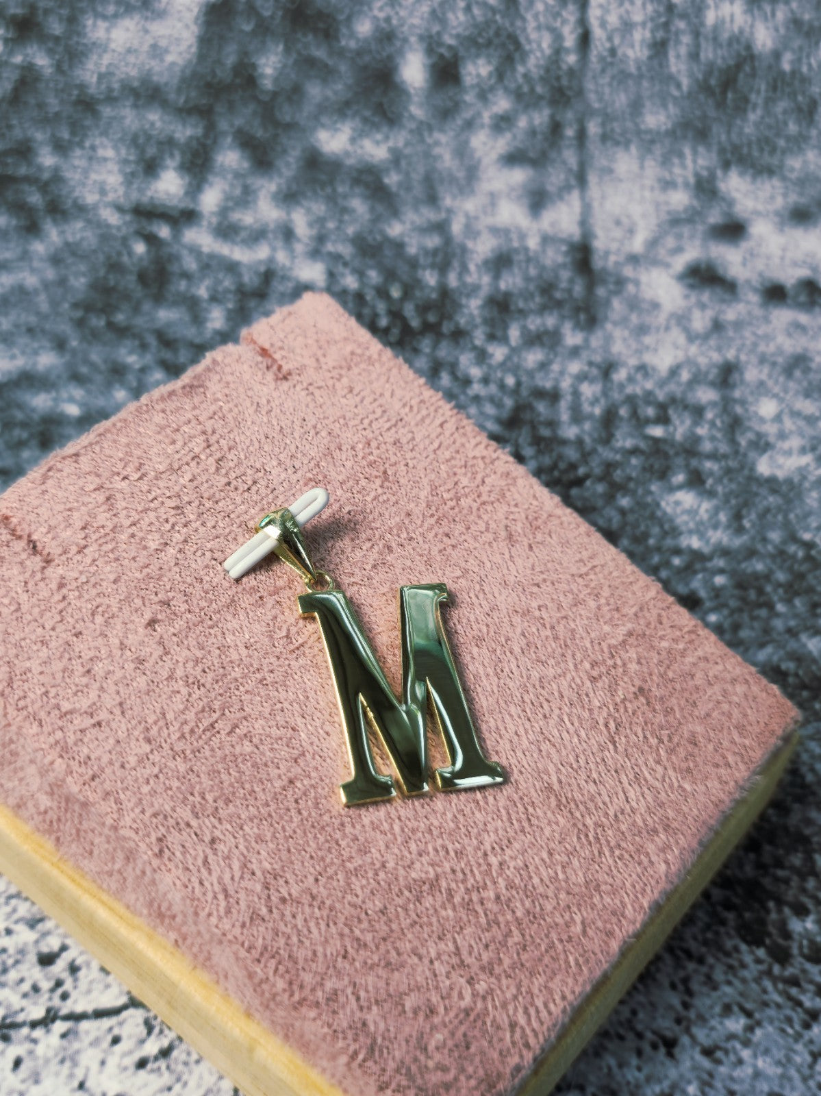 New 9K Yellow Gold Initial M Pendant Personalised 36mm Long Big Loop Hallmarked