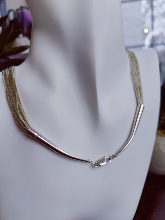 925 Sterling Silver Multi Strand Chain Necklace Menno with Box Hallmarked