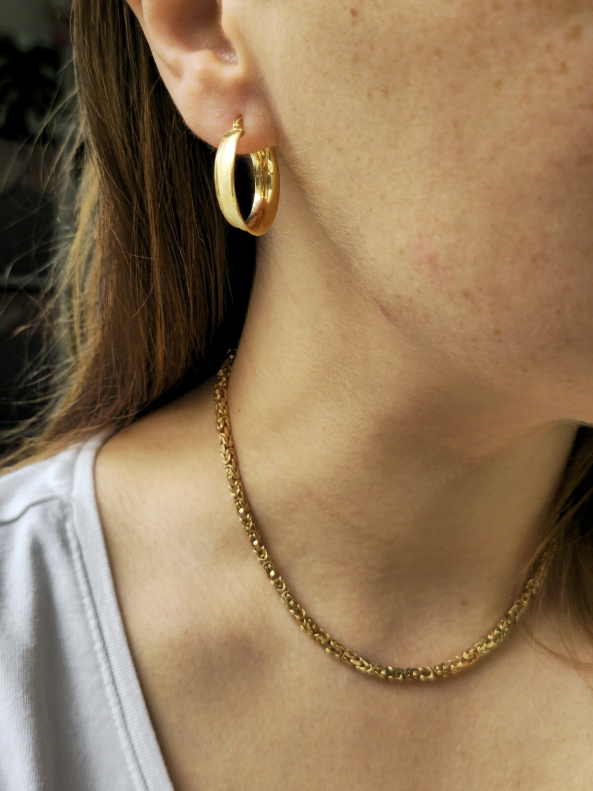Lovely New 9ct Solid Yellow Gold Hoop Earrings Hoops 27mm Matt Finish Hallmarked