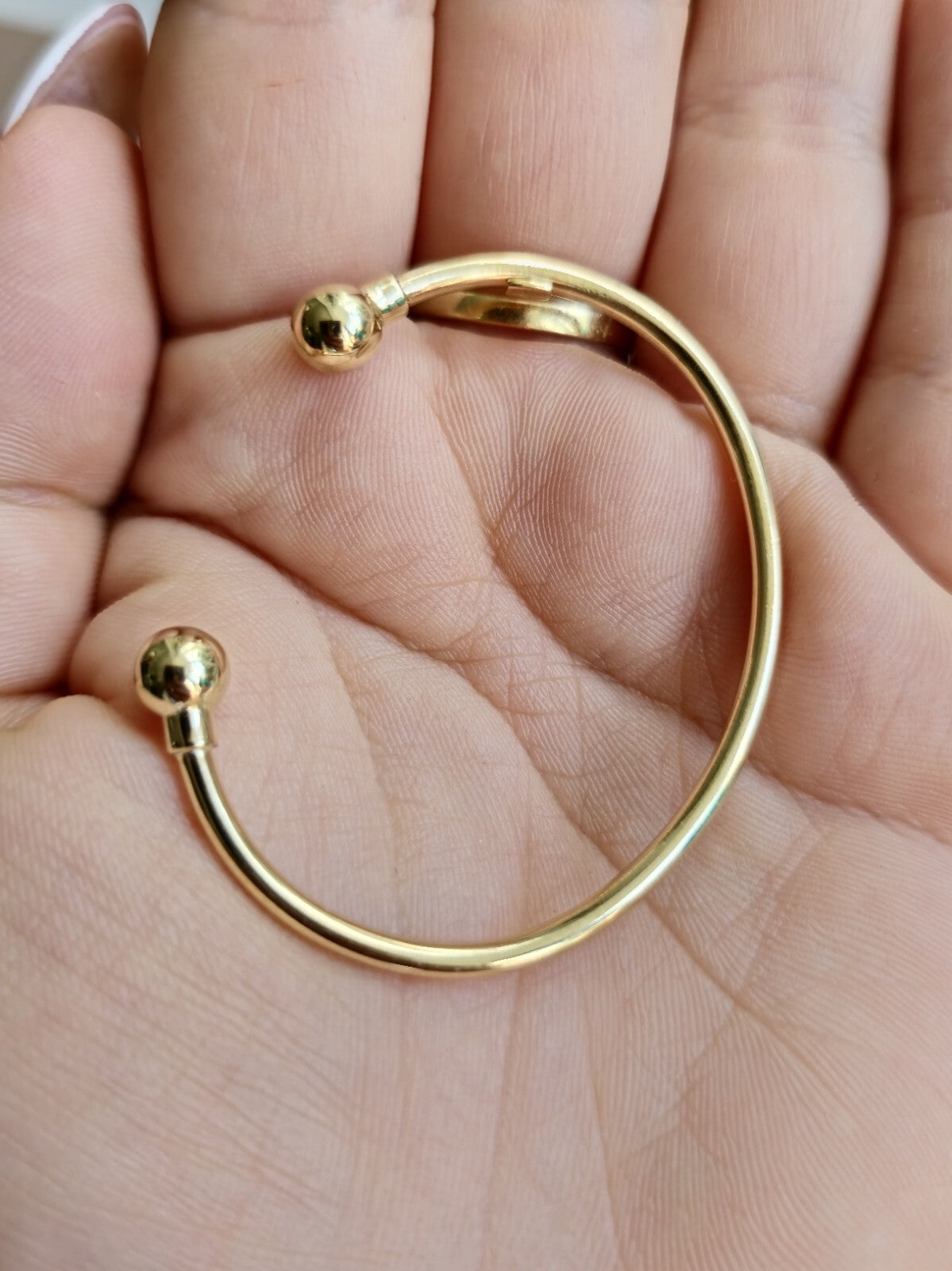 New 9k Yellow Gold TORQUE BANGLE Kids Baby TORQ BALL Open Split BRACELET Small