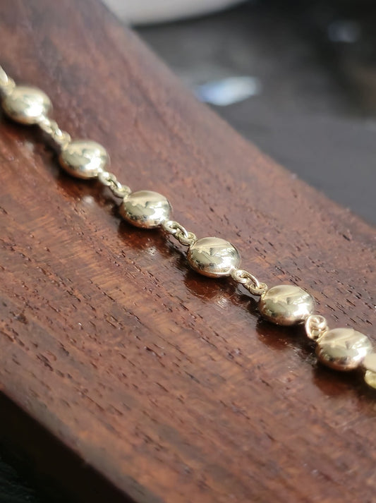 New Solid 9ct Yellow Circles Flat Beads Gold Chain BRACELET 7.5inch Hallmarked